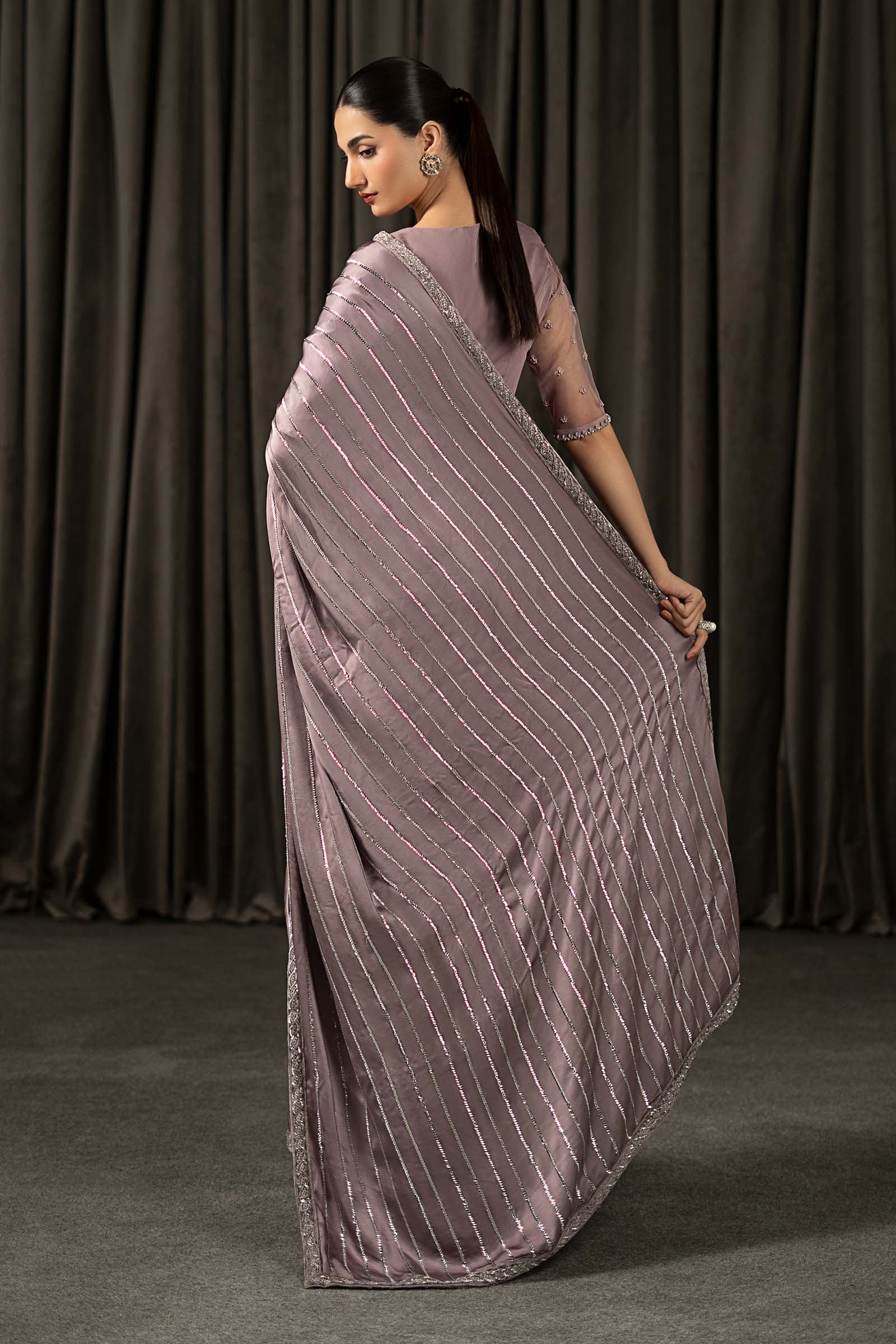 Embroidered Charmeuse Silk Saree