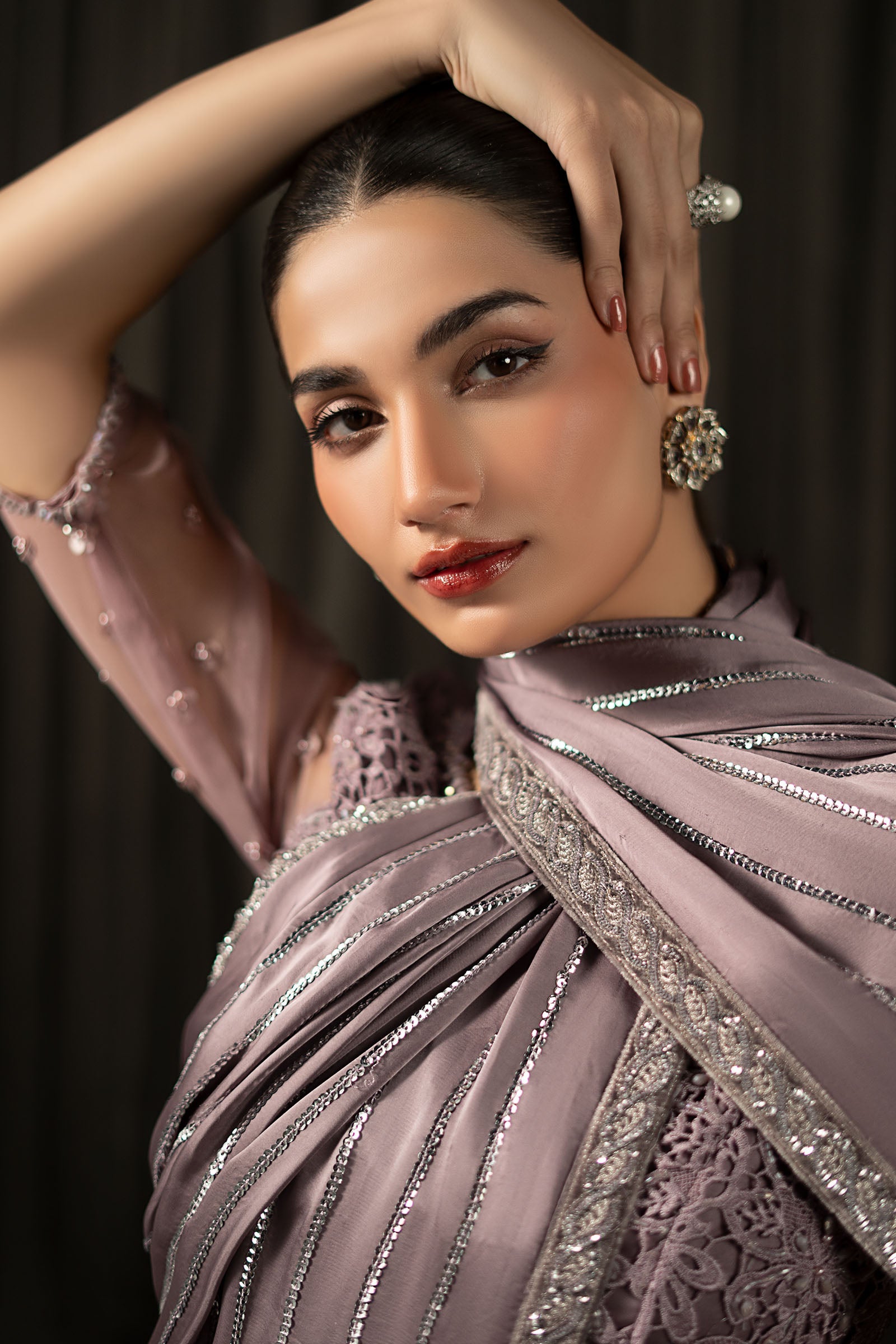 Embroidered Charmeuse Silk Saree