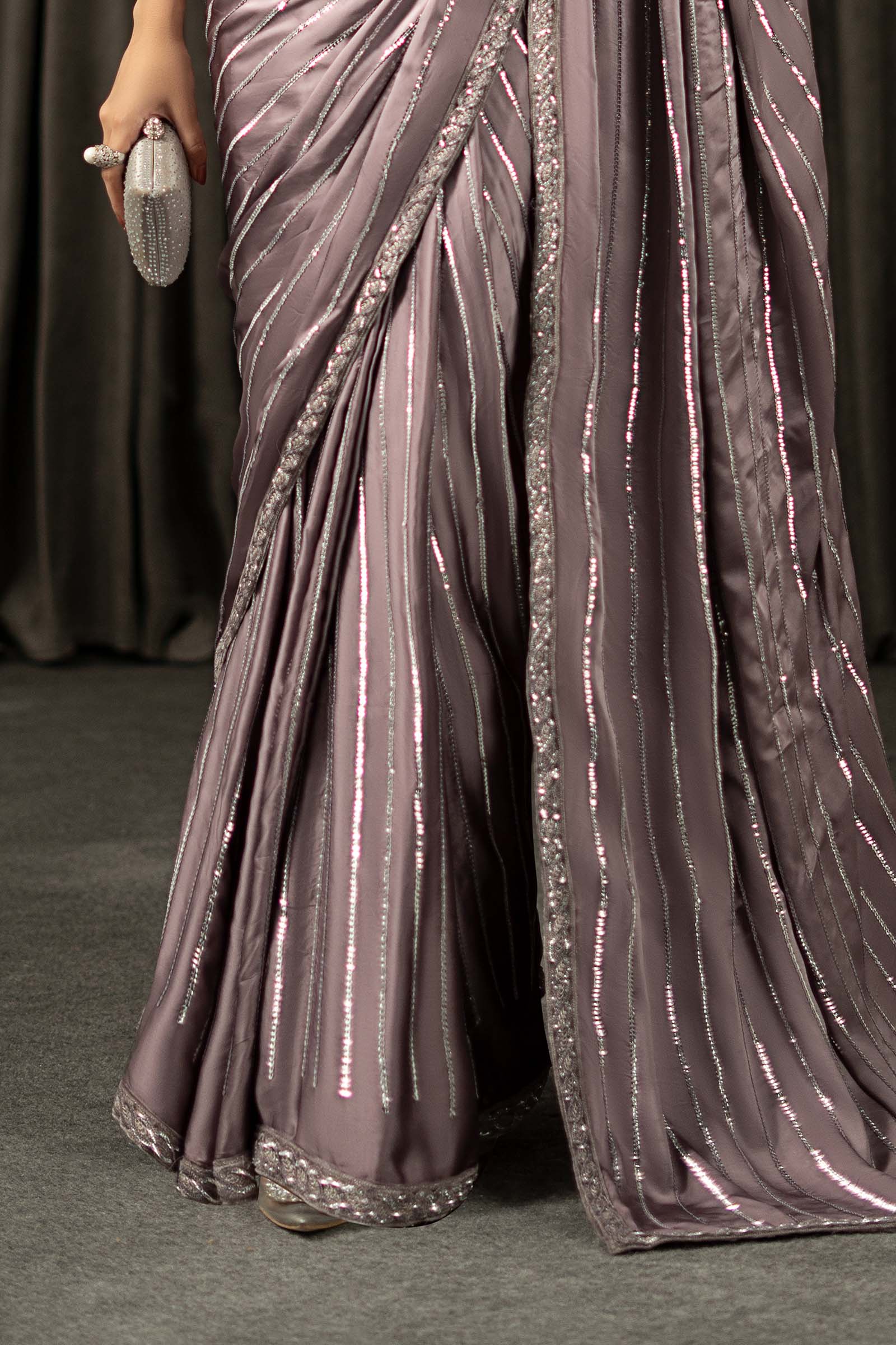 Embroidered Charmeuse Silk Saree