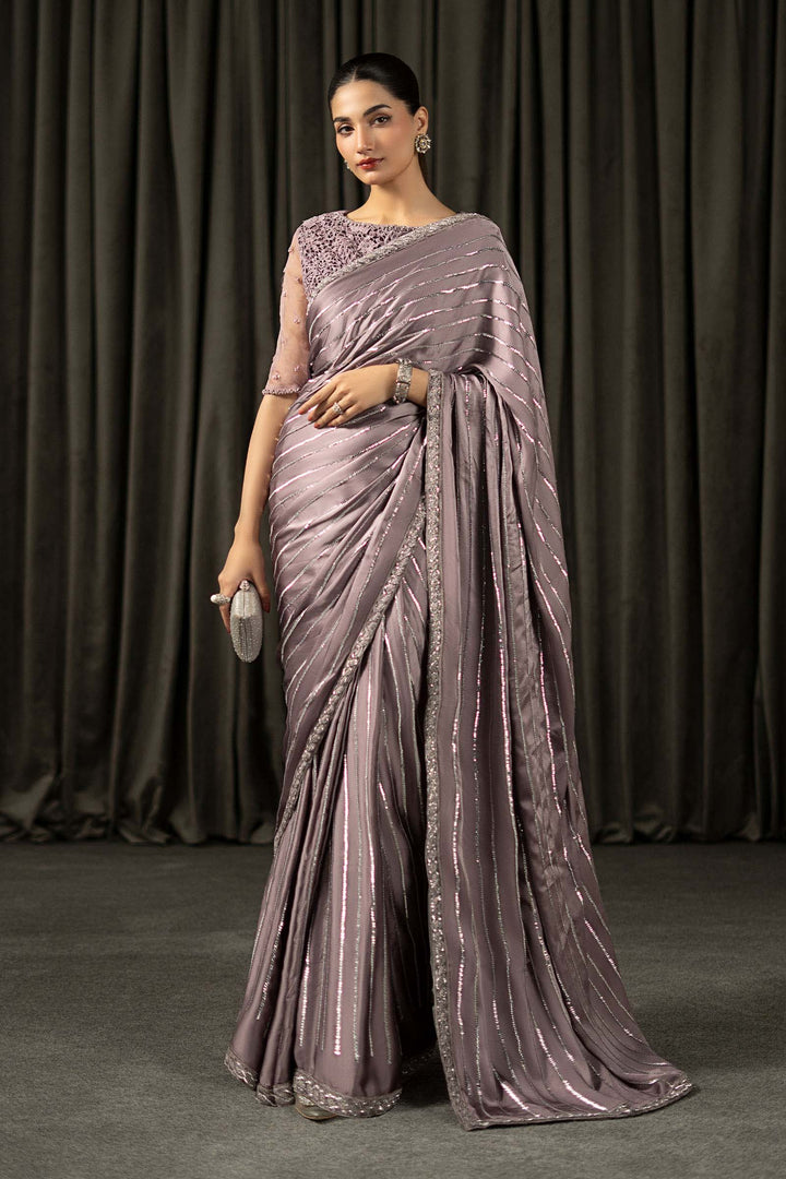 Embroidered Charmeuse Silk Saree All Products MGL2604-ESM-PRP