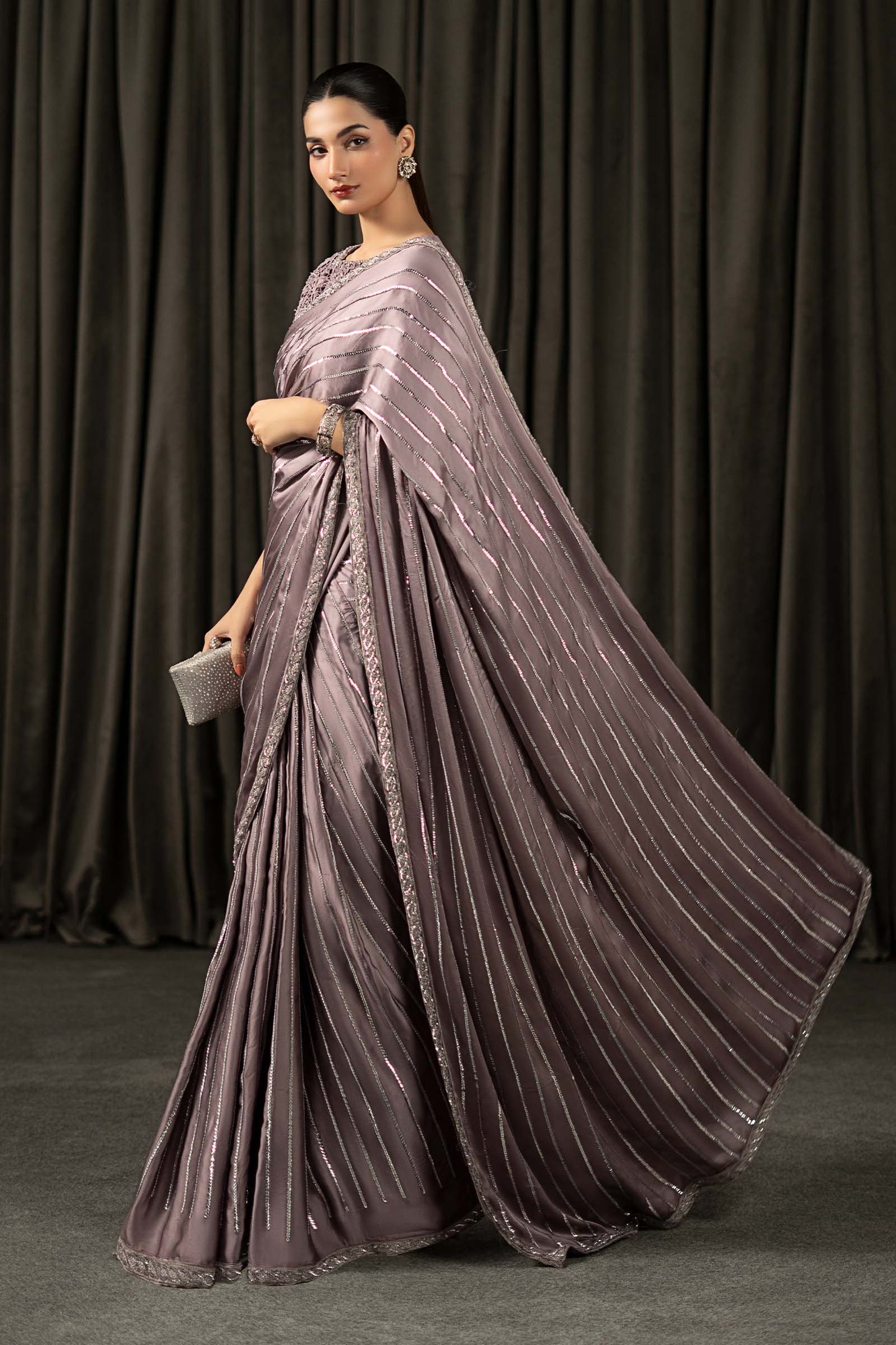 Embroidered Charmeuse Silk Saree