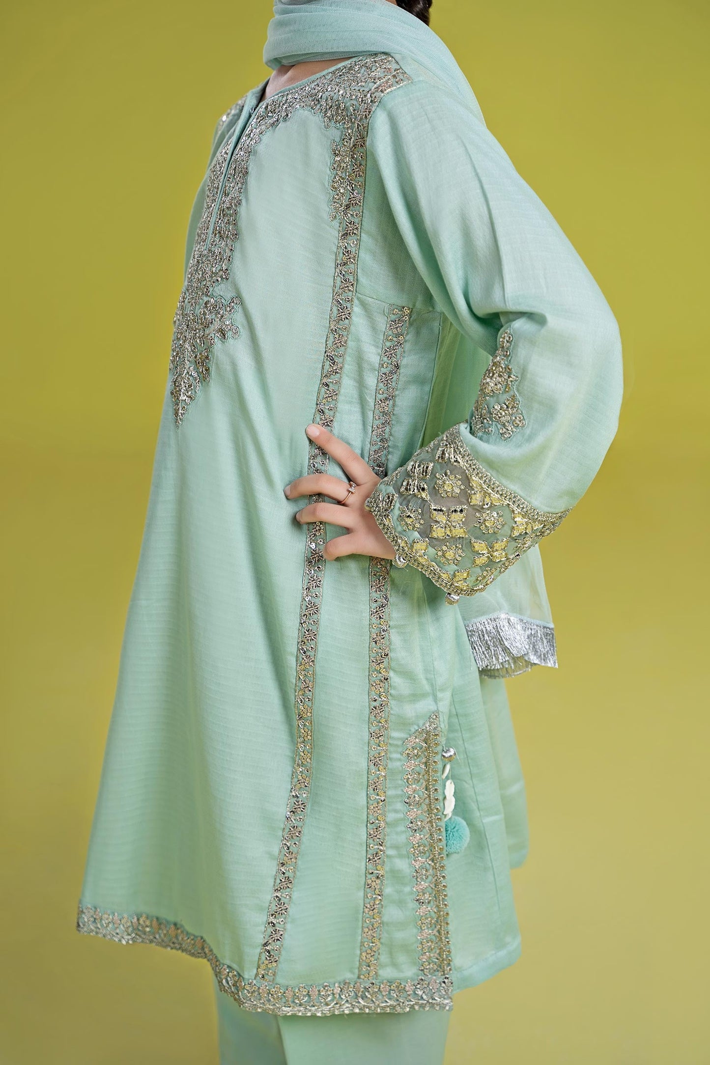 3 Piece Embroidered Dobby Suit