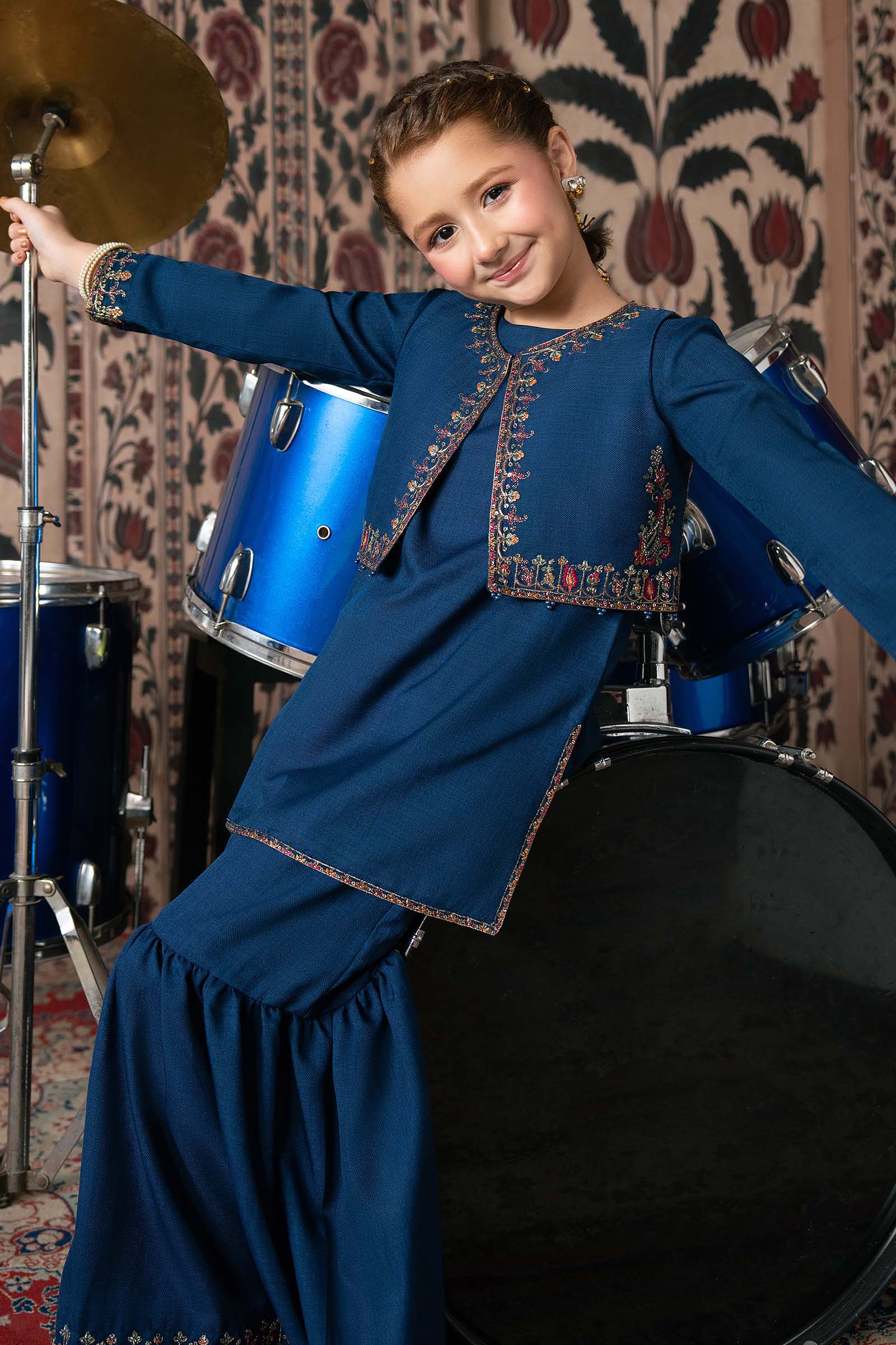 3 Piece Embroidered Silk Suit