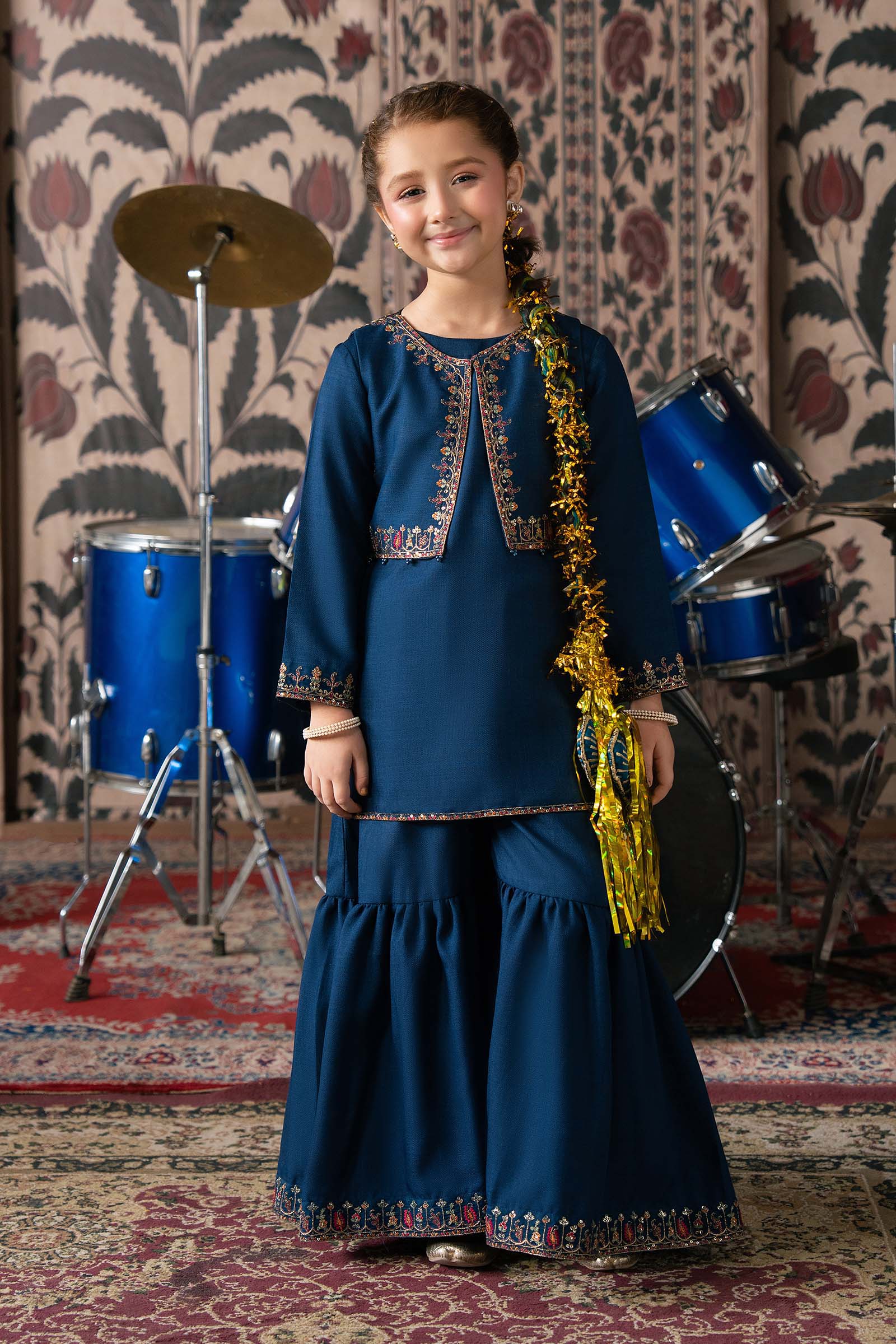 3 Piece Embroidered Silk Suit