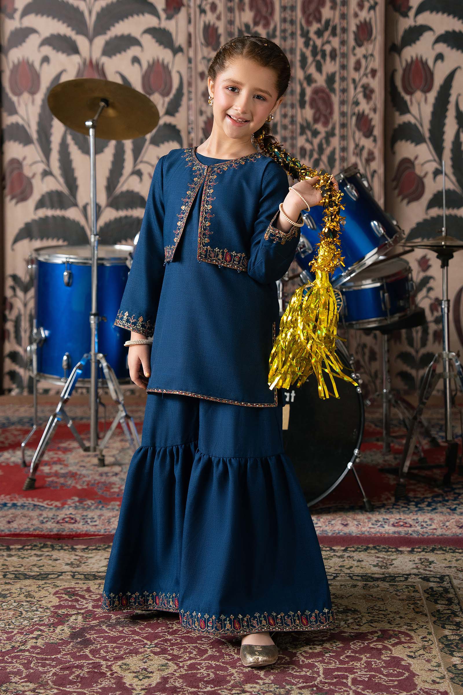 3 Piece Embroidered Silk Suit