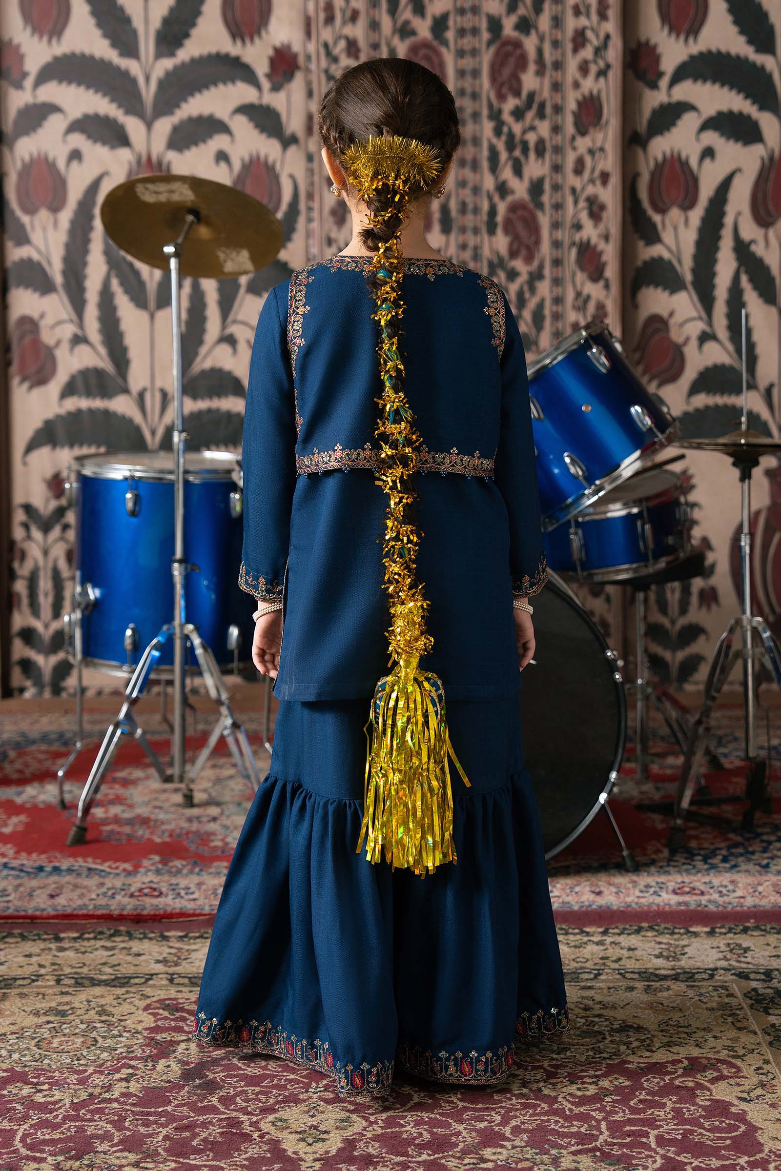 3 Piece Embroidered Silk Suit