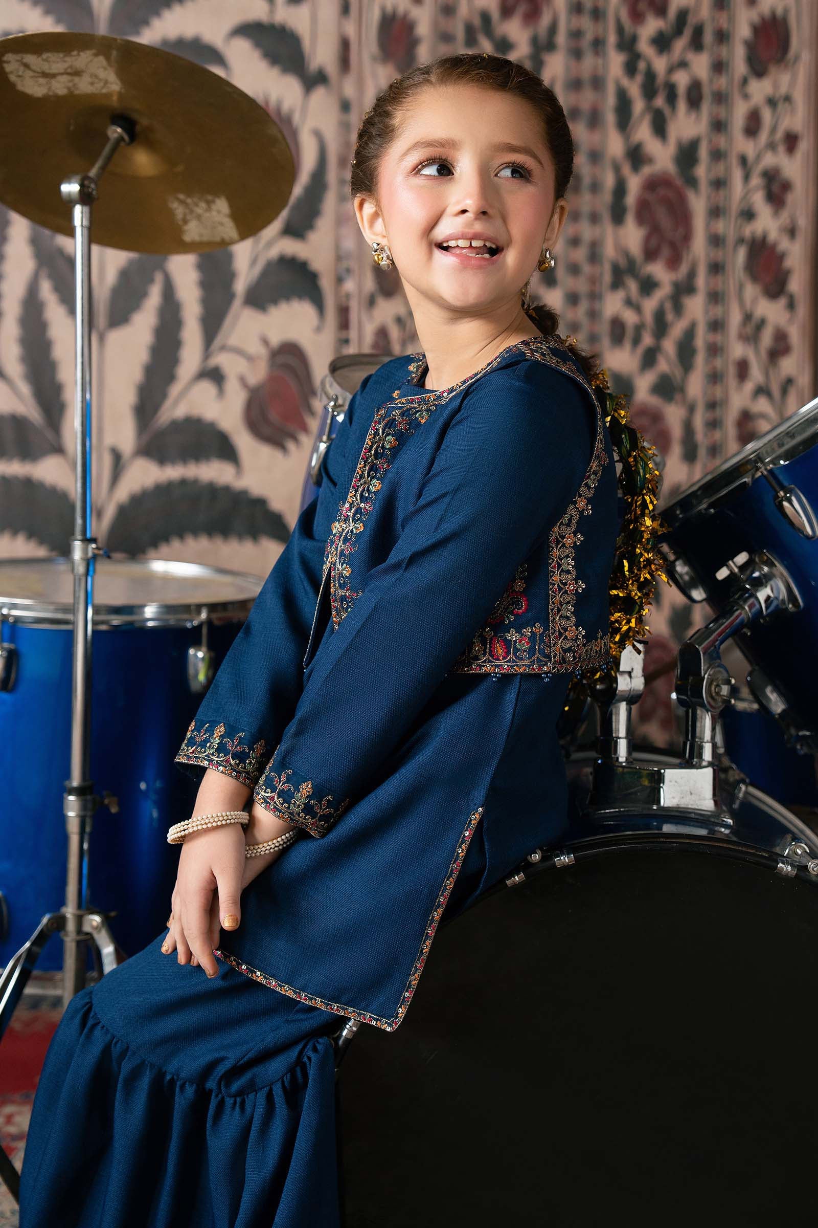 3 Piece Embroidered Silk Suit