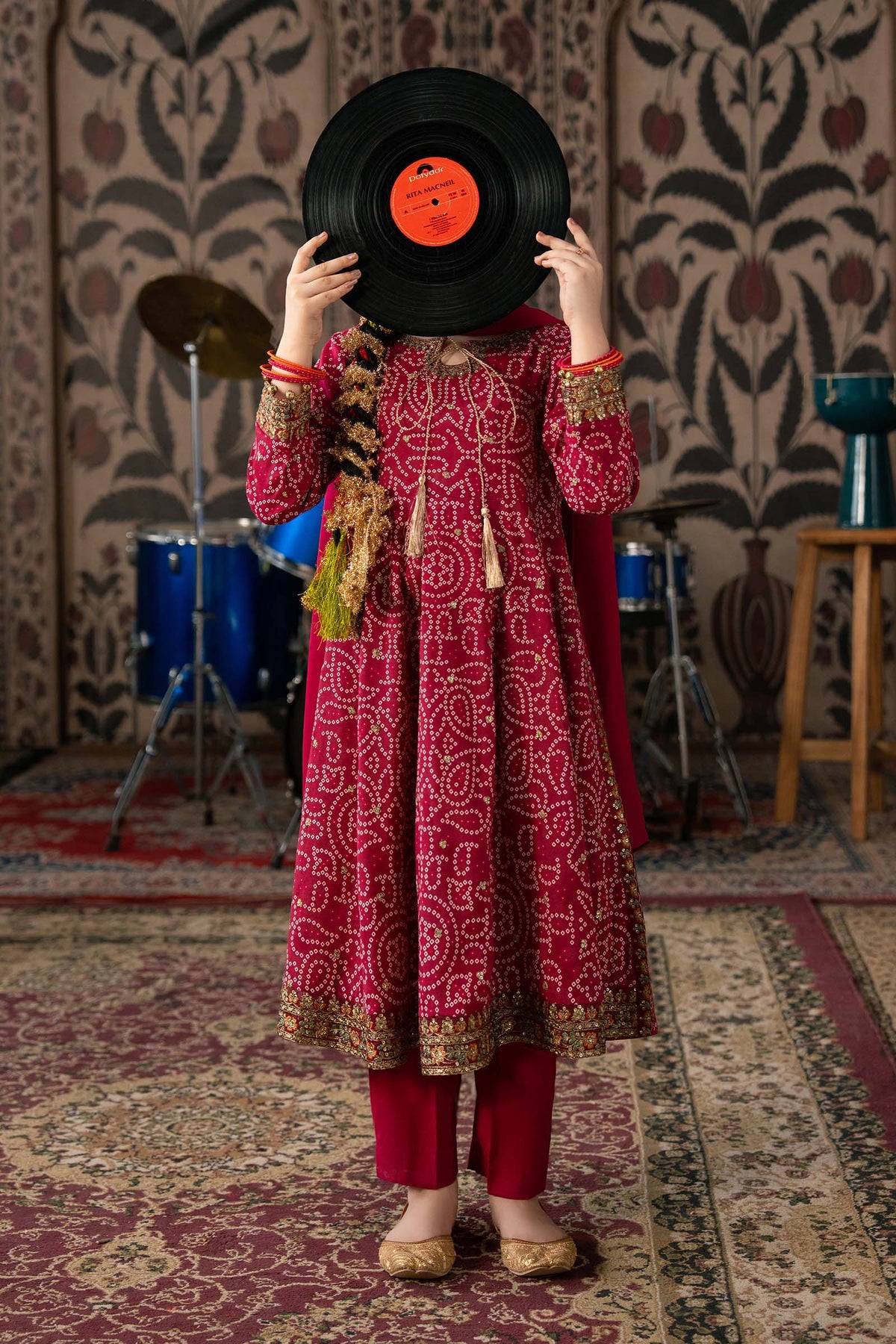 3 Piece Embroidered Raw Silk Suit