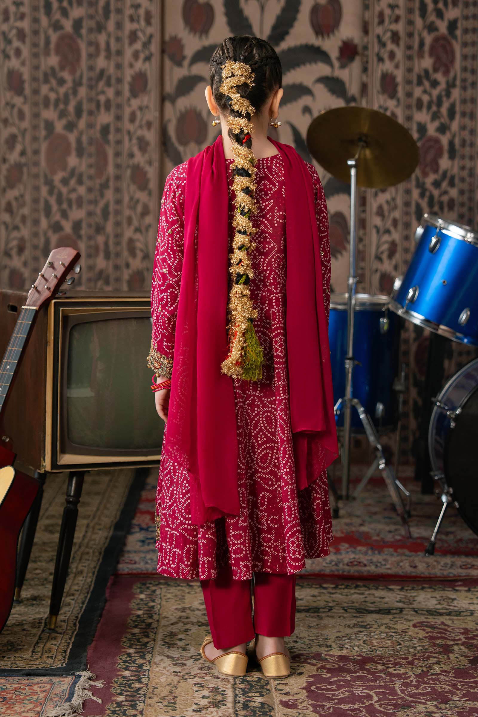 3 Piece Embroidered Raw Silk Suit