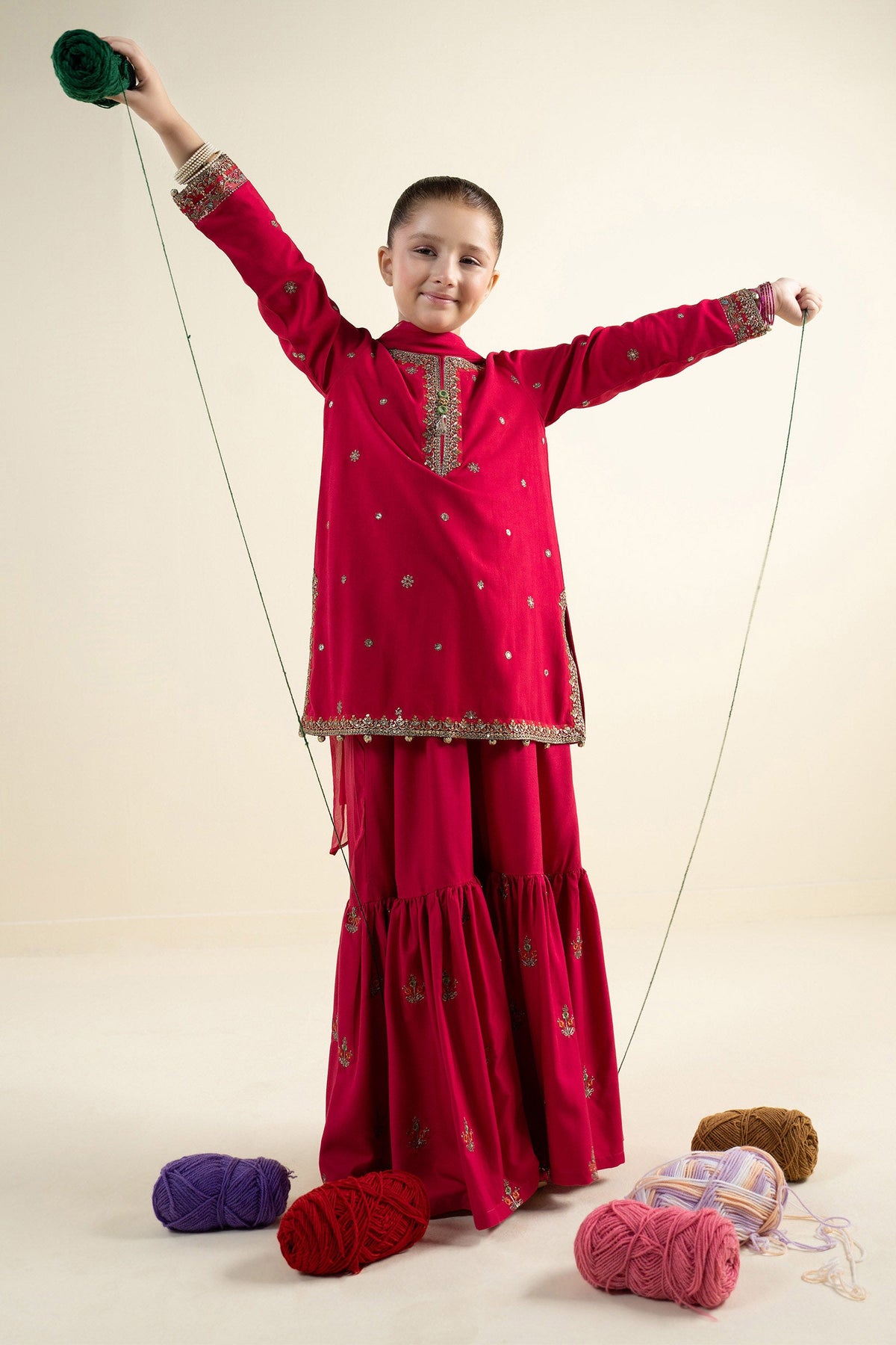 3 Piece Embroidered Linen Suit