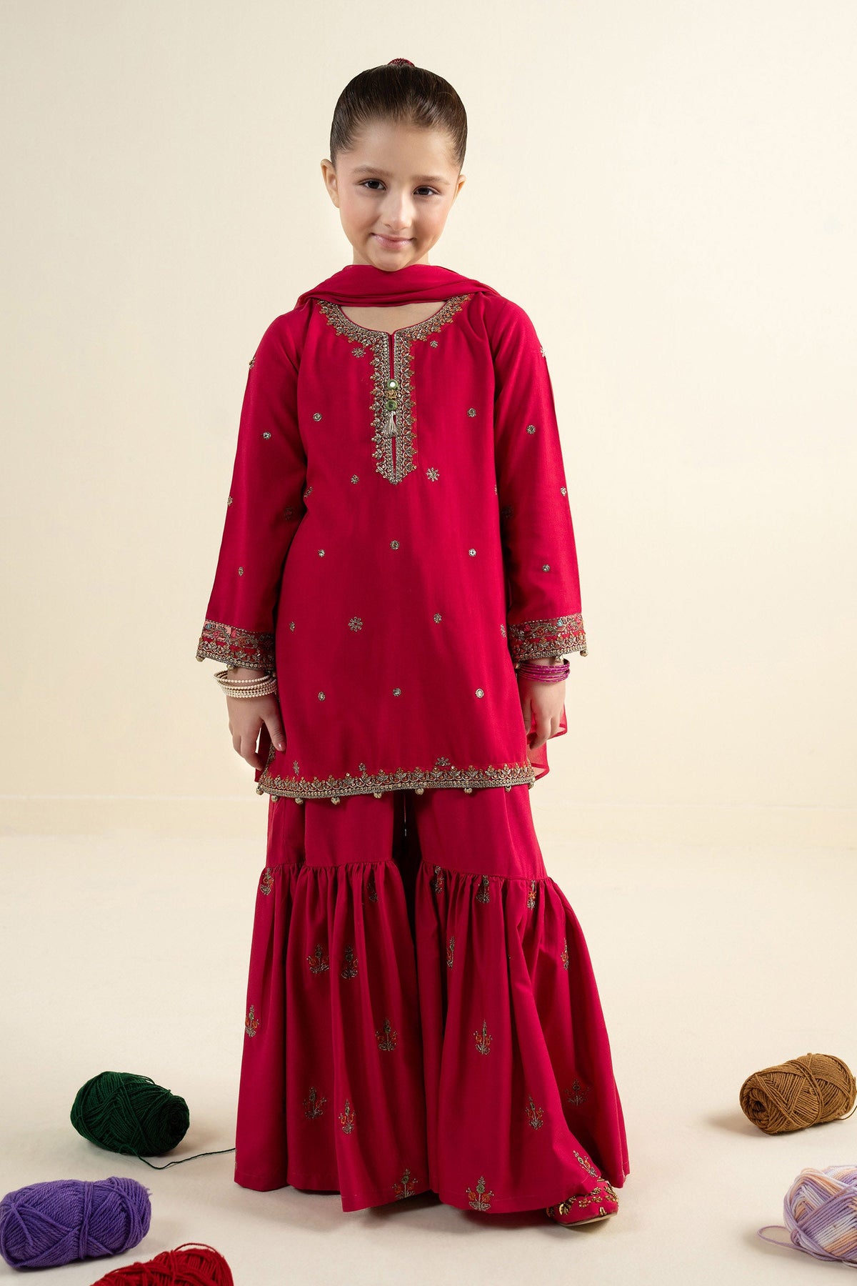 3 Piece Embroidered Linen Suit