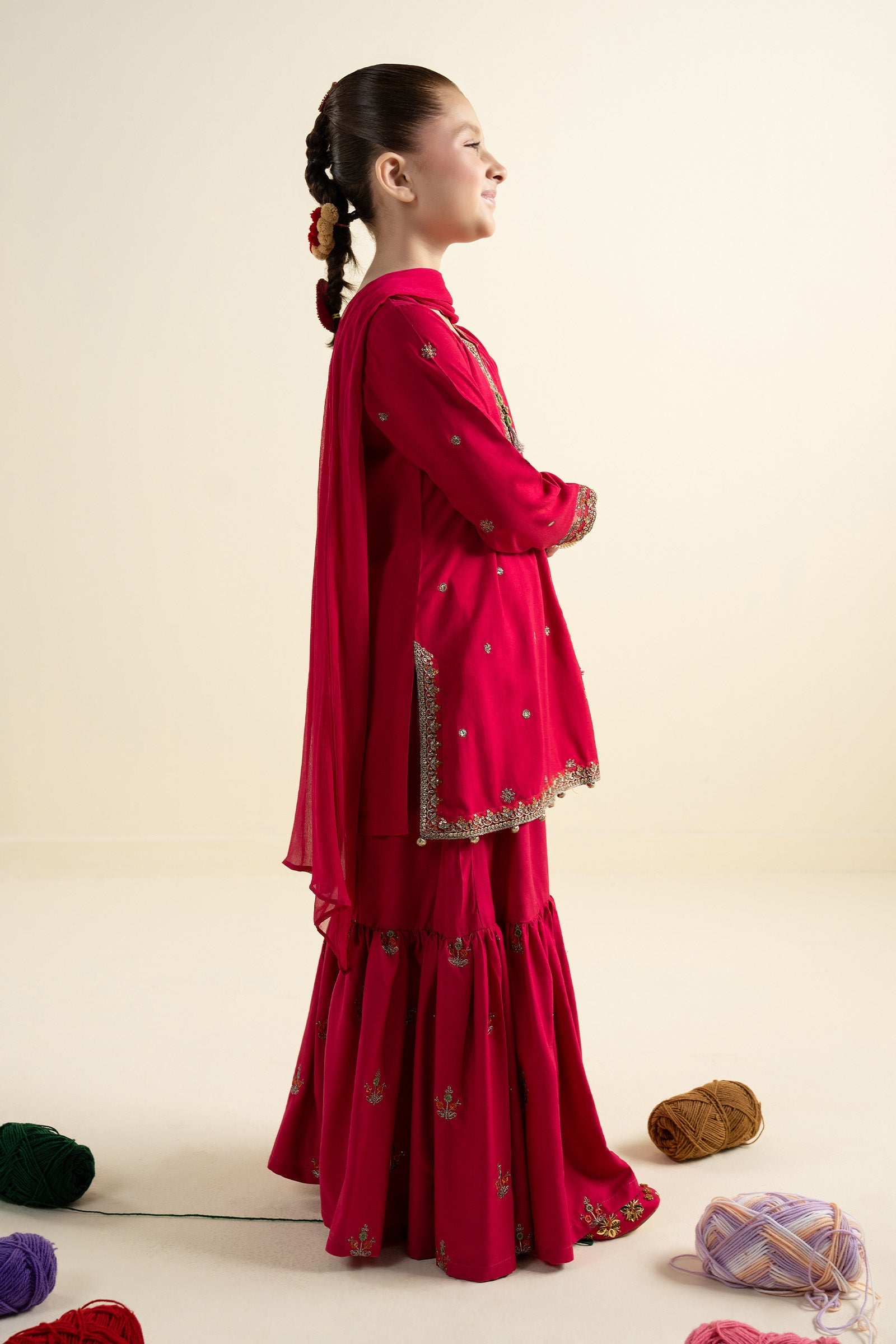 3 Piece Embroidered Linen Suit