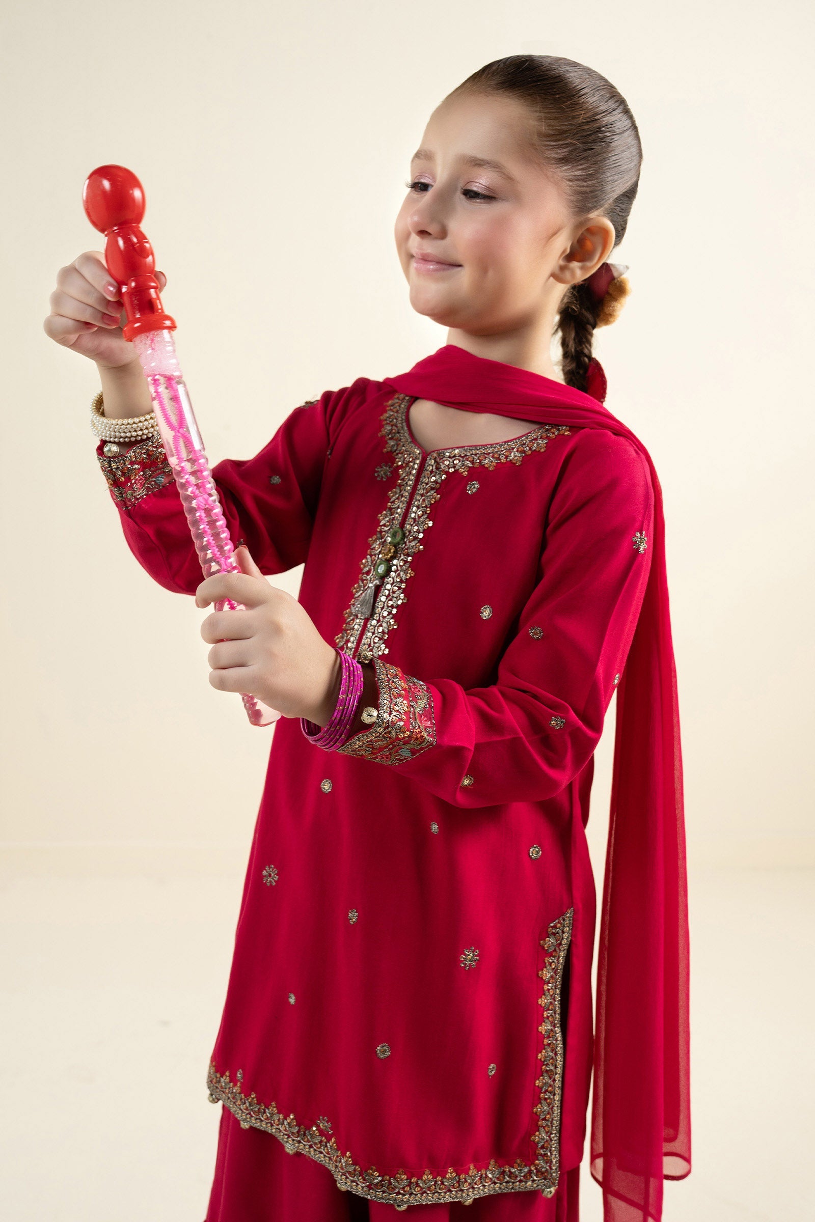 3 Piece Embroidered Linen Suit