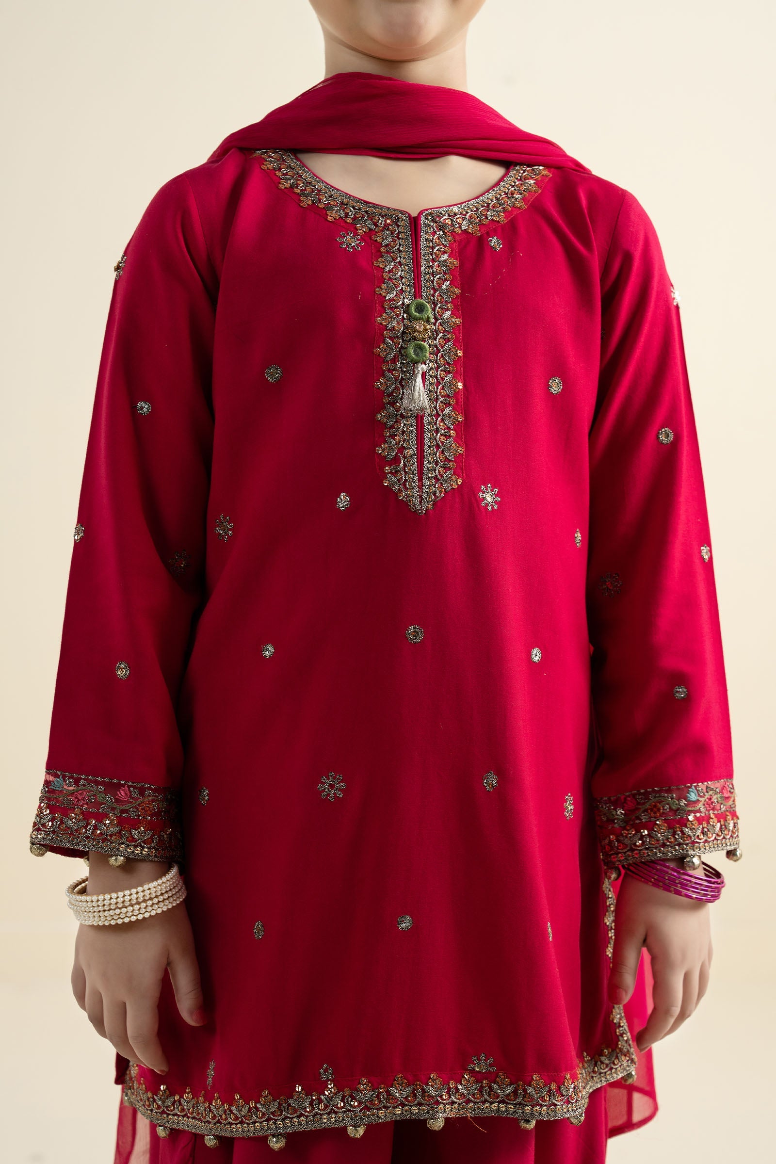 3 Piece Embroidered Linen Suit