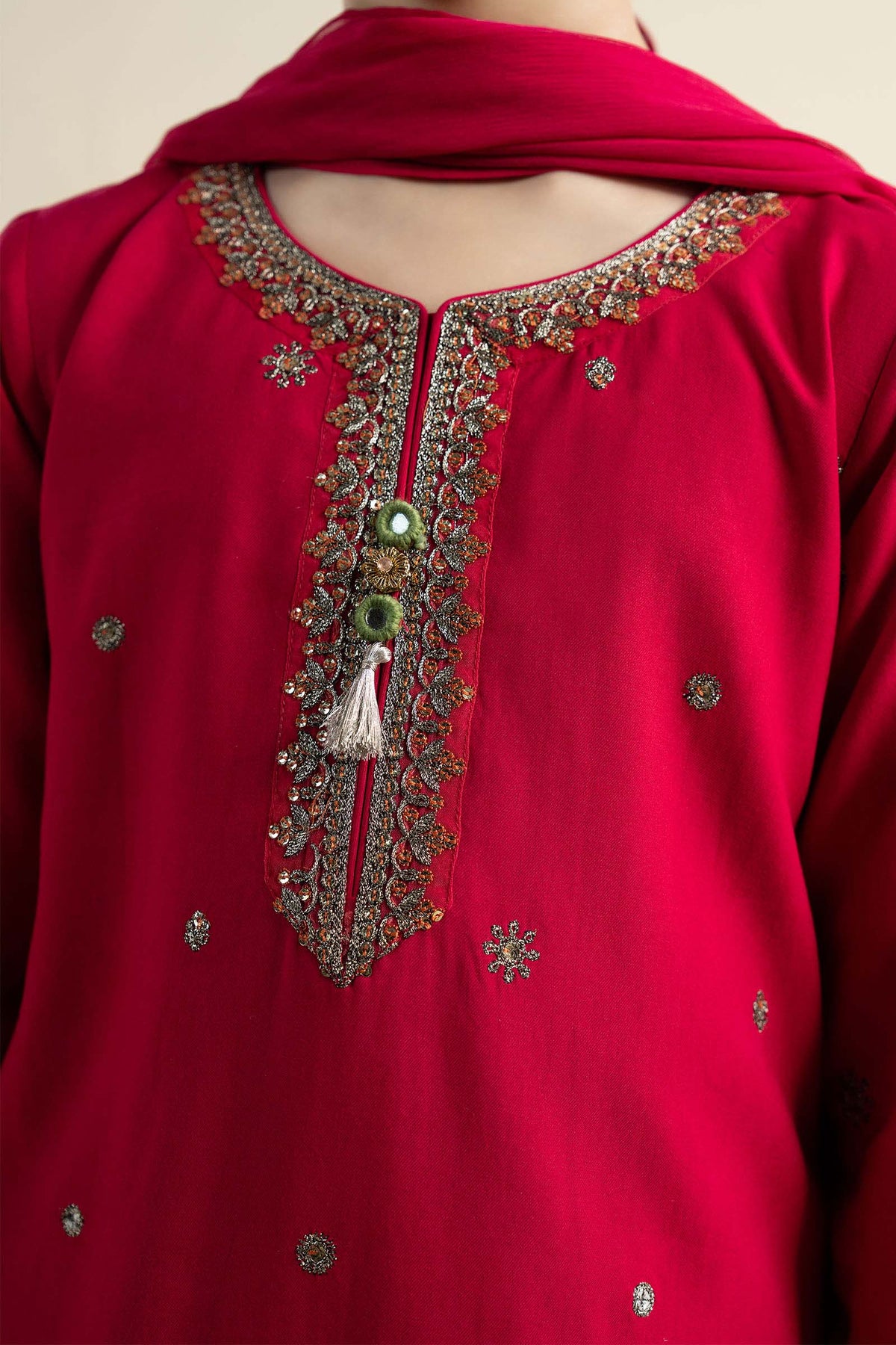 3 Piece Embroidered Linen Suit