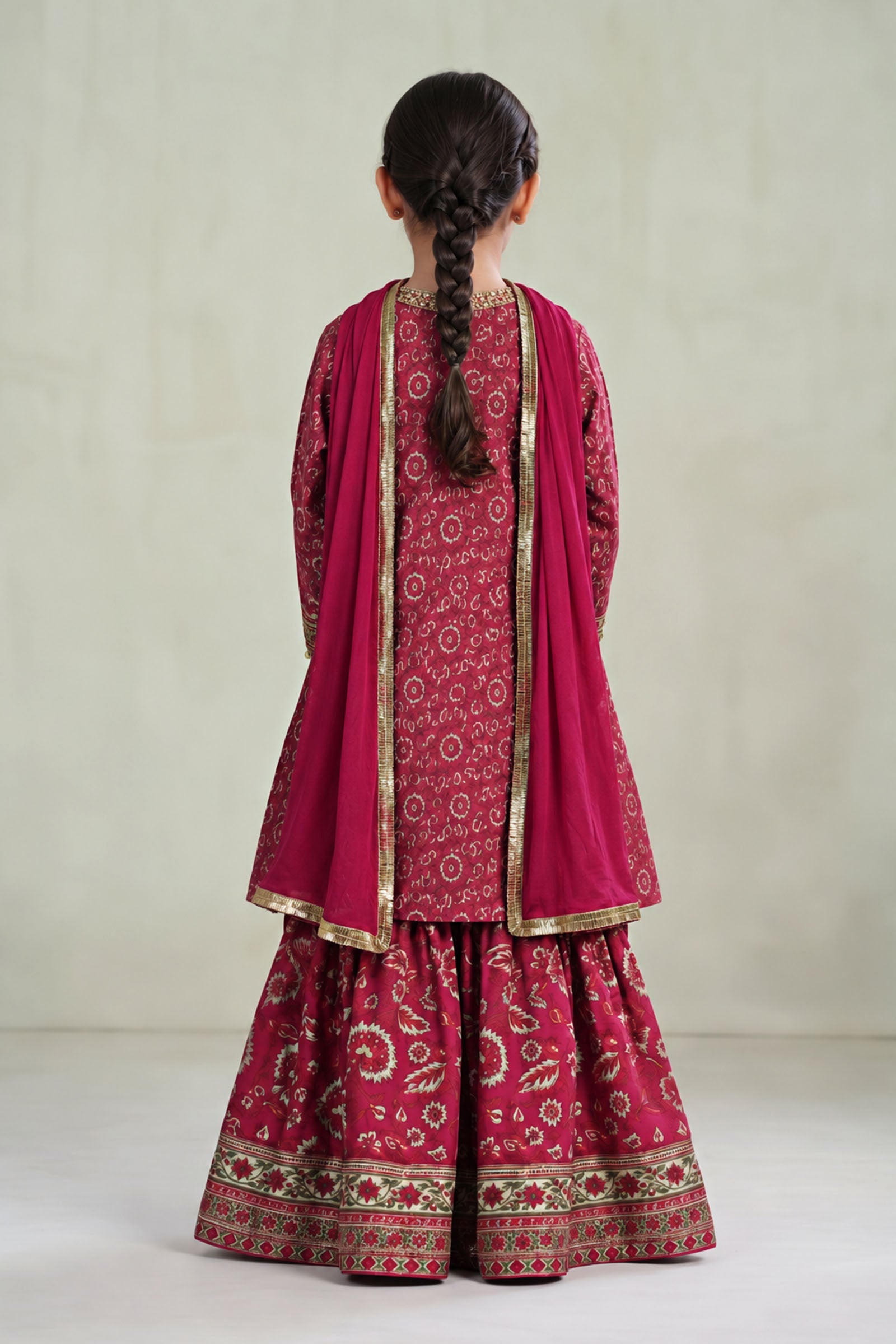 3 Piece Embroidered Raw Silk Suit
