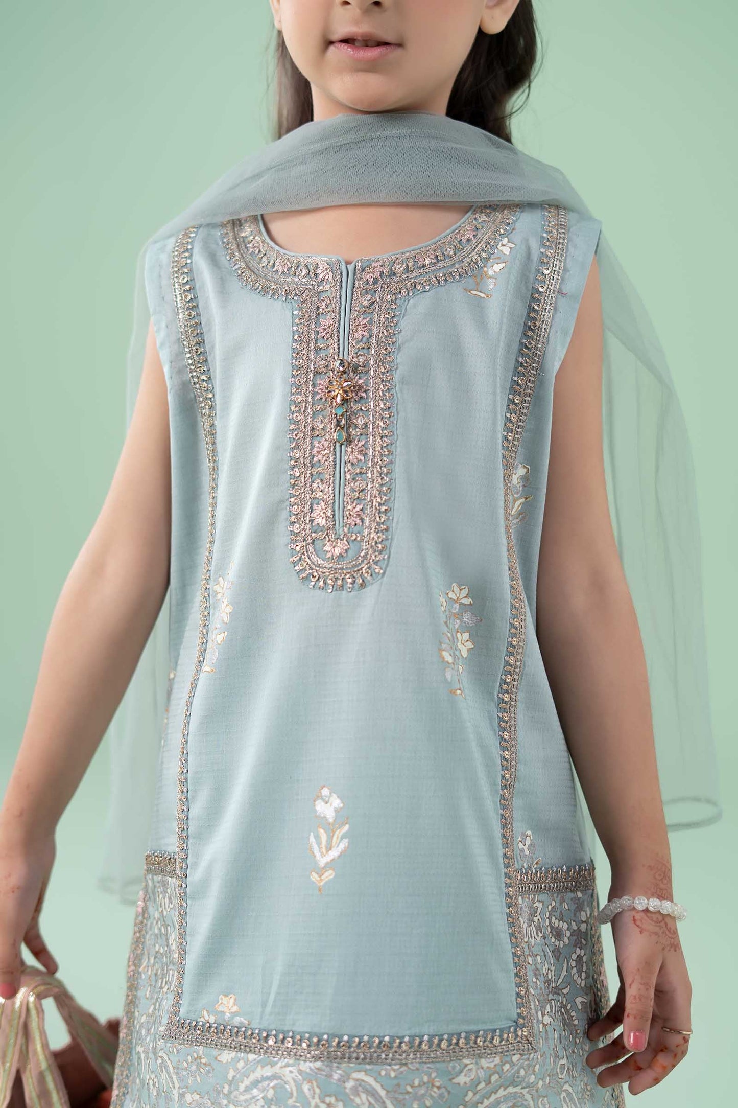 3 Piece Embroidered Dobby Suit
