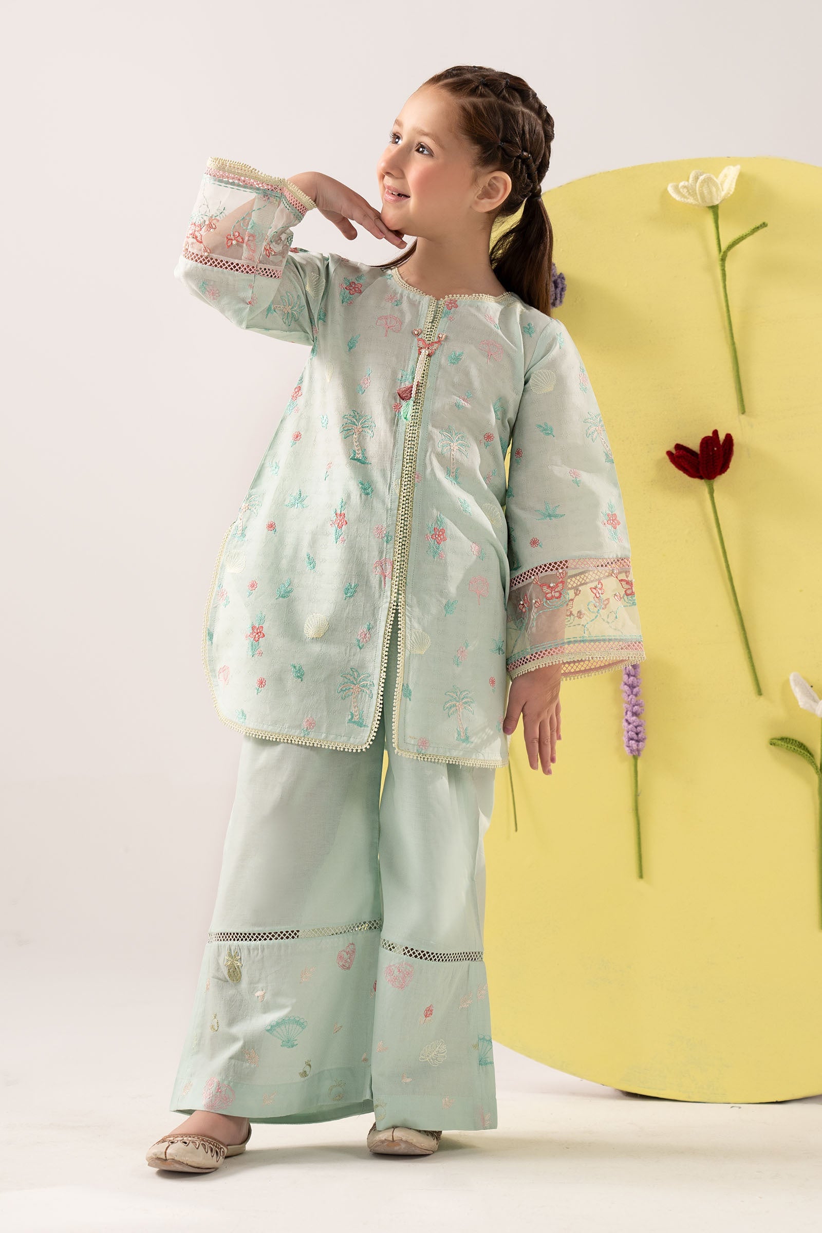 2 Piece Embroidered Dobby Lawn Suit