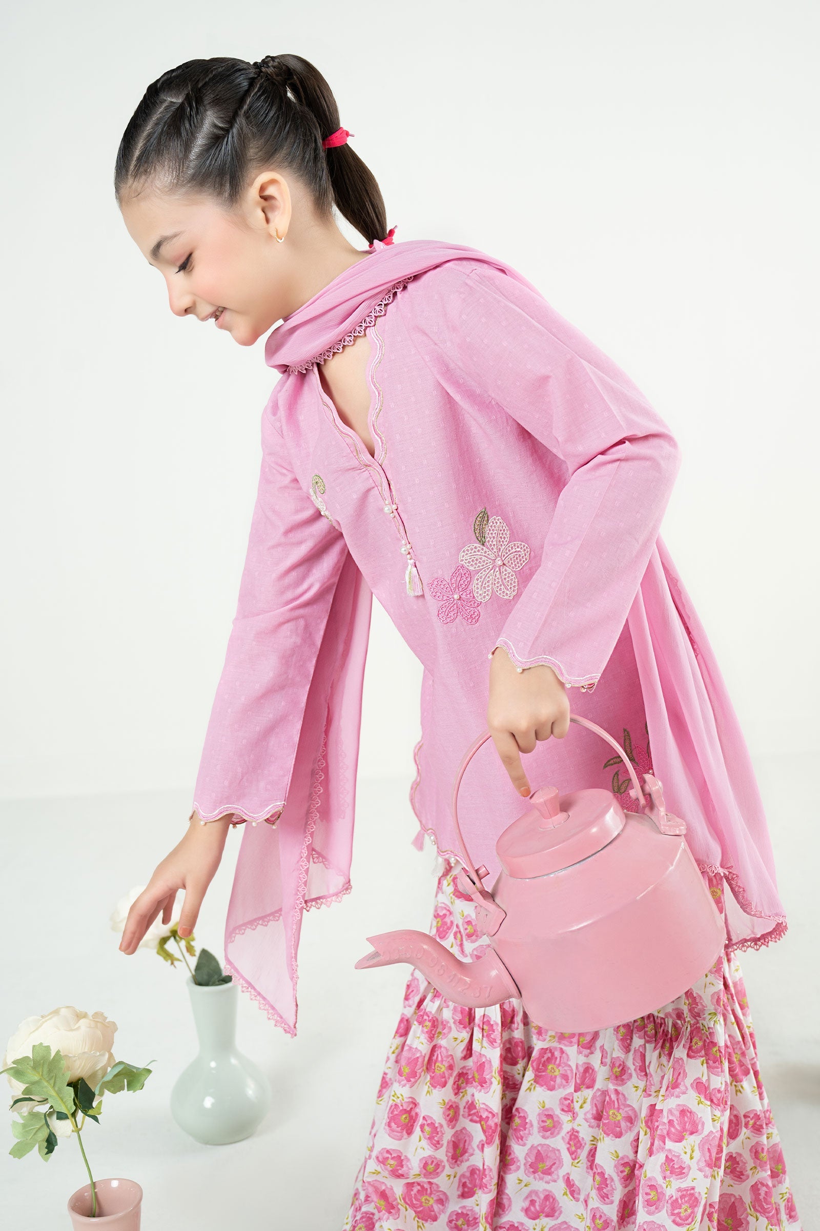3 Piece Embroidered Cotton Brochia Jacquard Suit