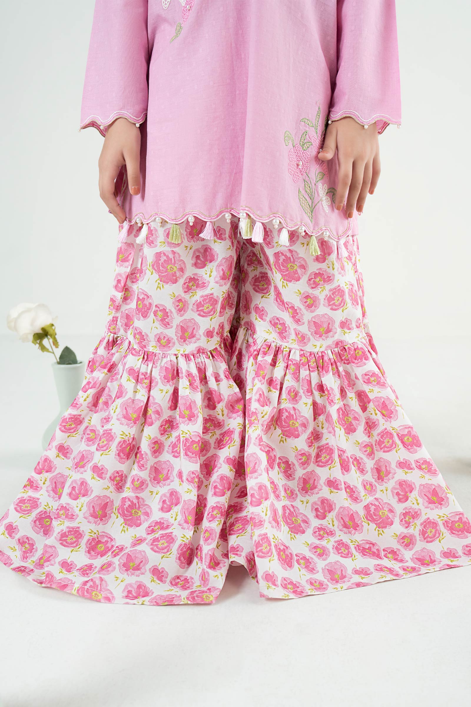 3 Piece Embroidered Cotton Brochia Jacquard Suit