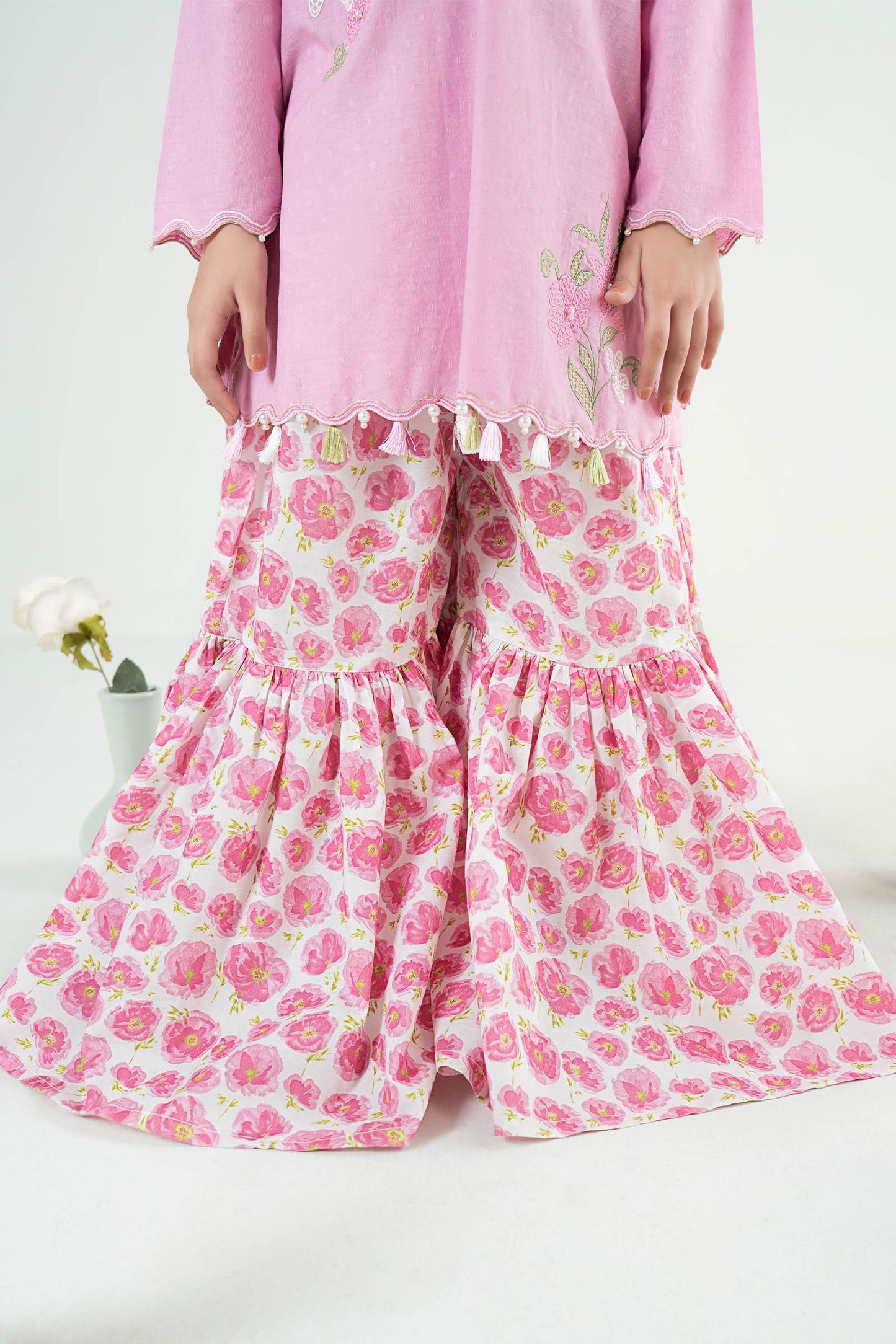 3 Piece Embroidered Cotton Brochia Jacquard Suit