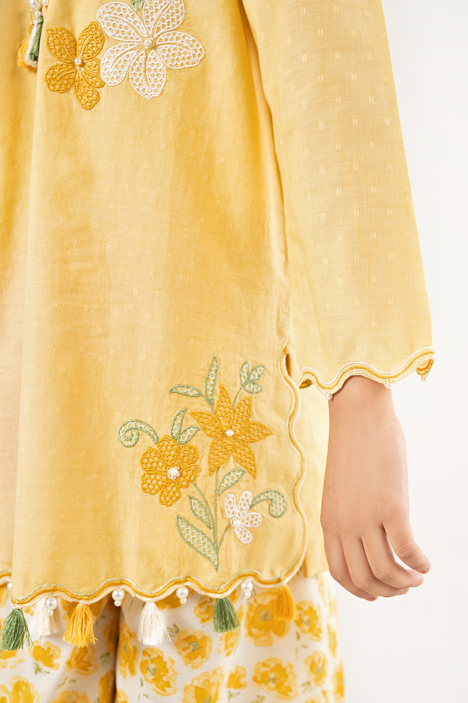 3 Piece Embroidered Cotton Brochia Jacquard Suit