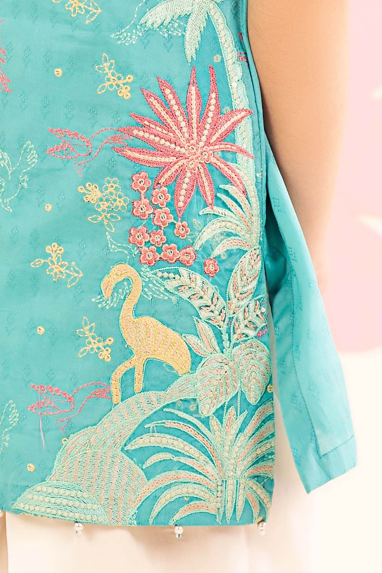2 Piece Embroidered Dobby Lawn Suit