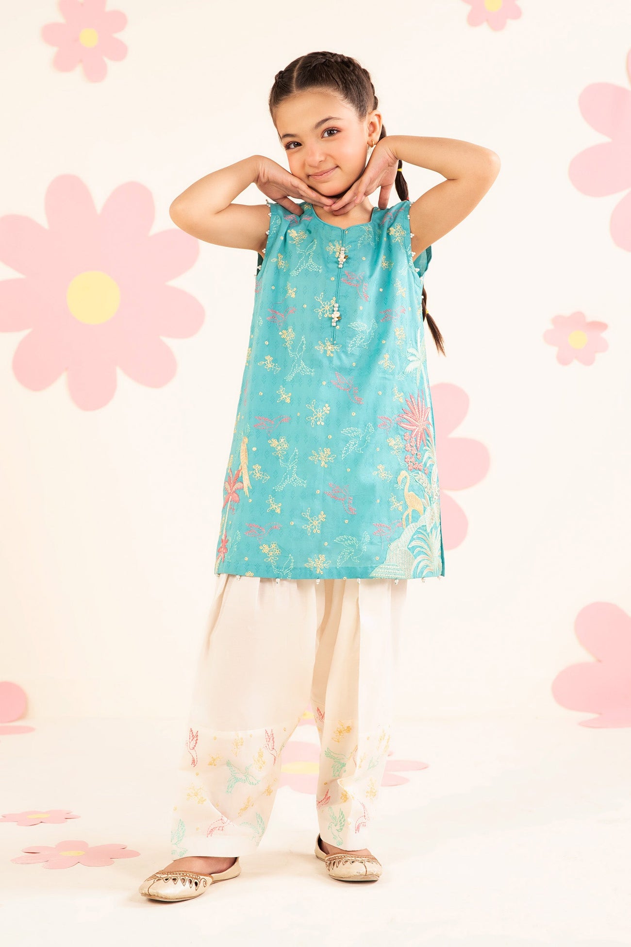 2 Piece Embroidered Dobby Lawn Suit