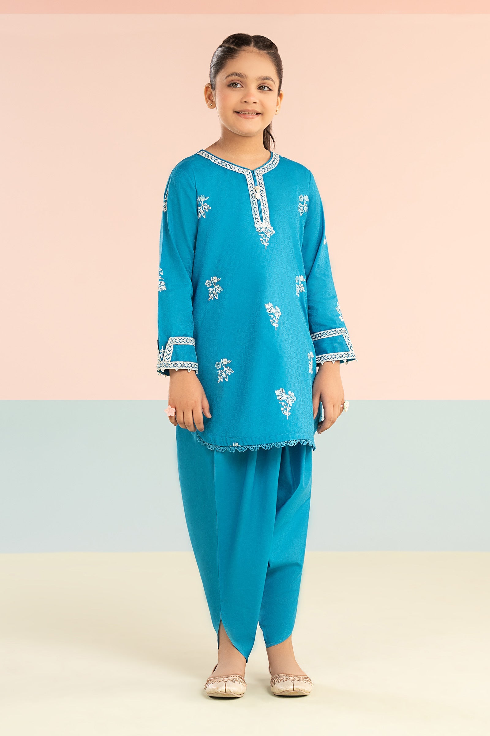 2 Piece Embroidered Dobby Lawn Suit
