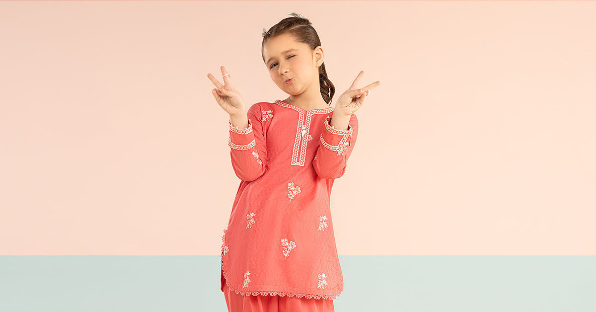 2 Piece Embroidered Dobby Lawn Suit