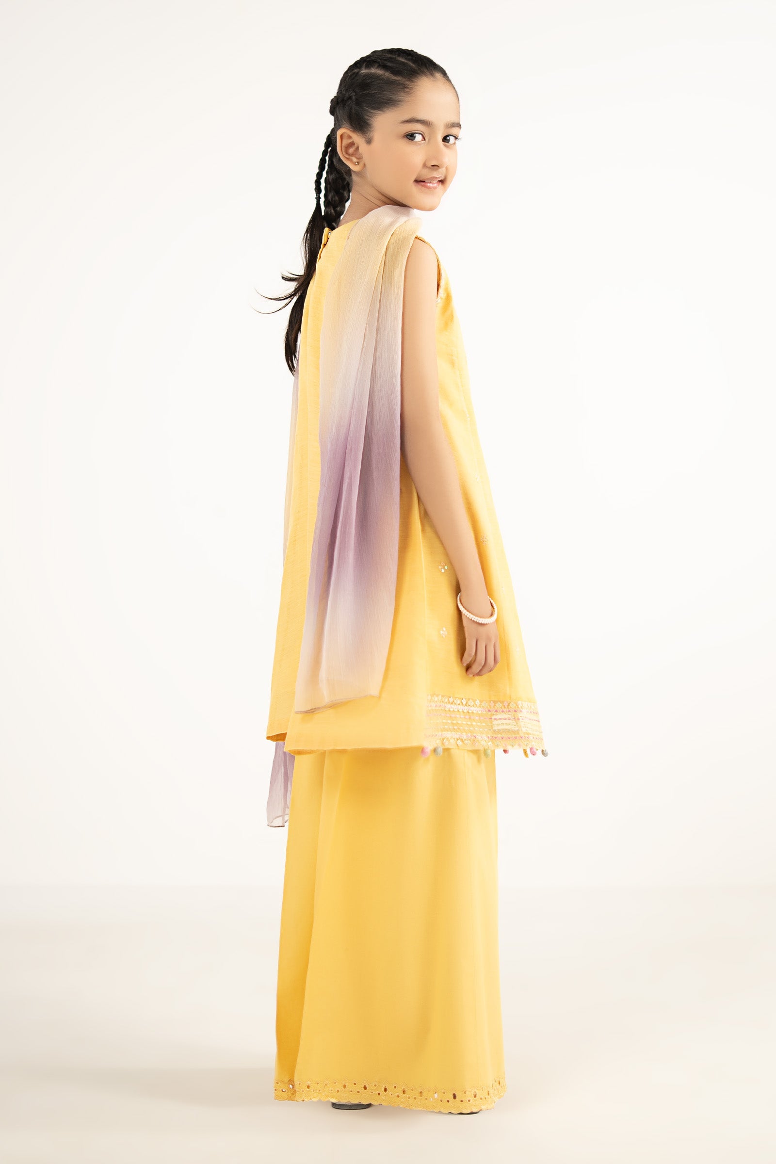 3 Piece Embroidered Paper Cotton Suit