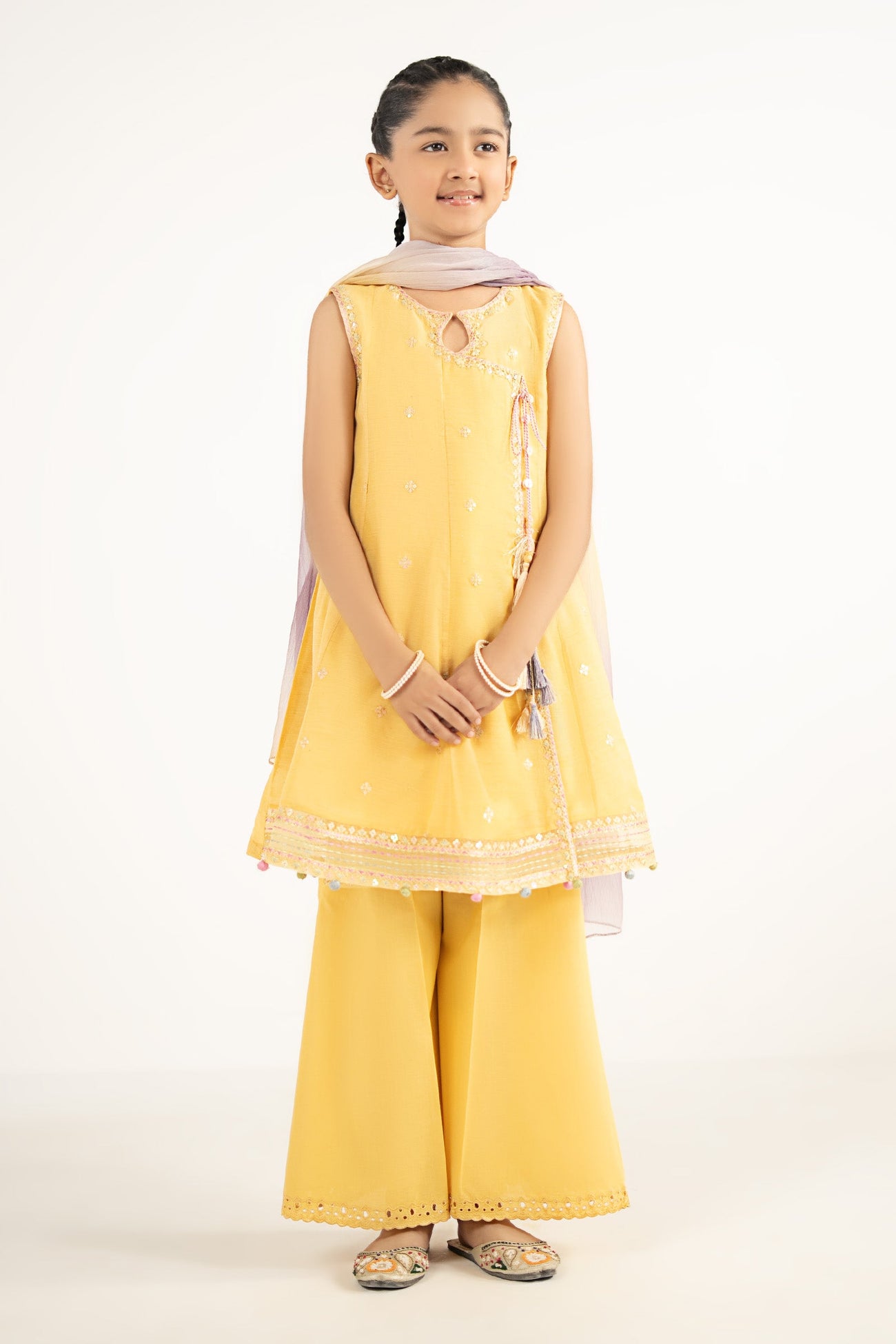 3 Piece Embroidered Paper Cotton Suit