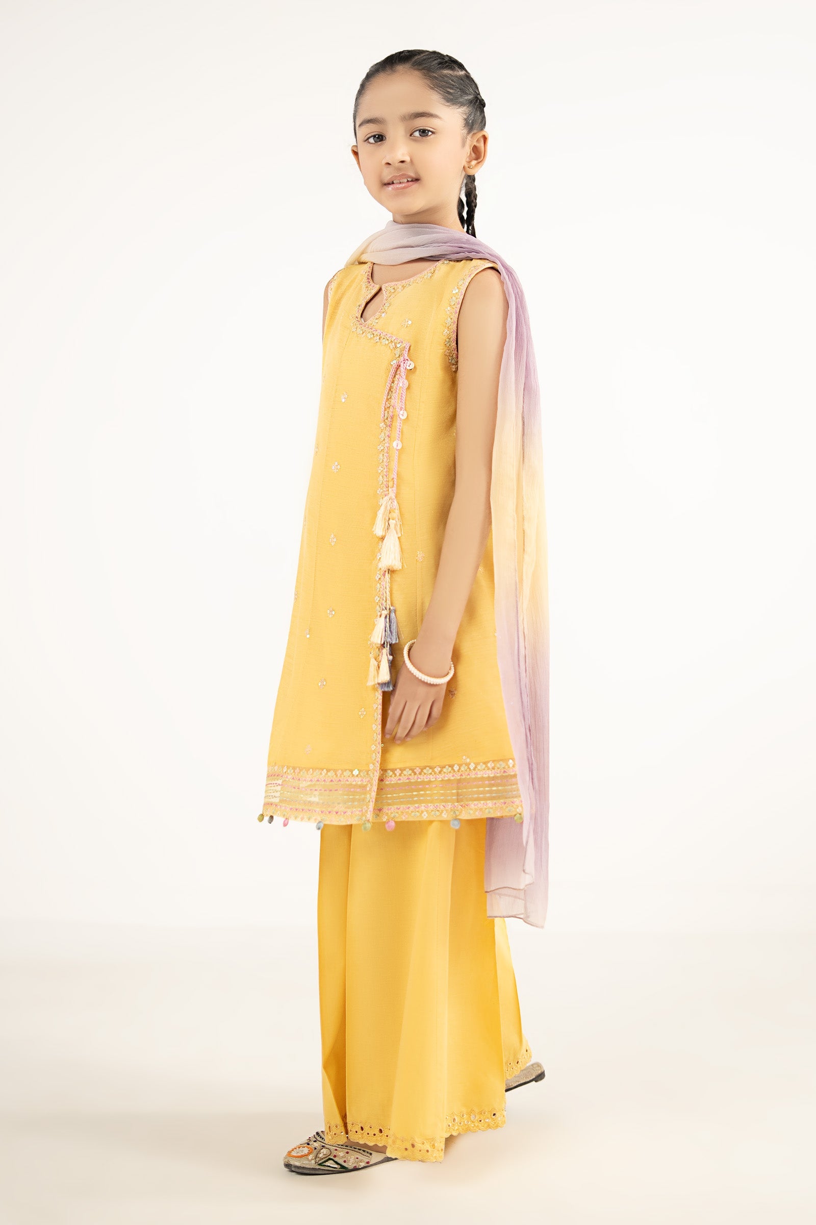 3 Piece Embroidered Paper Cotton Suit