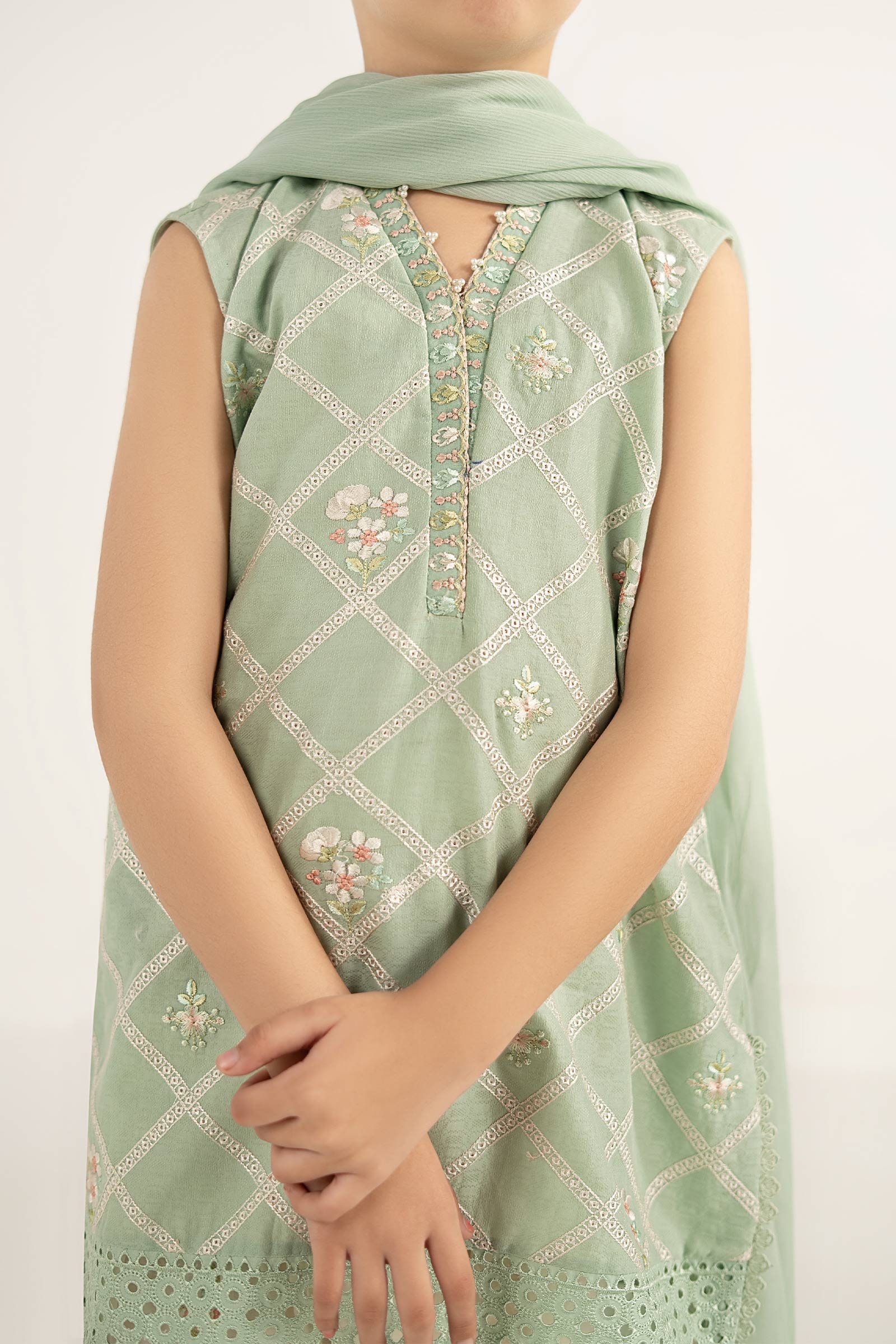 3 Piece Embroidered Dobby Lawn Suit