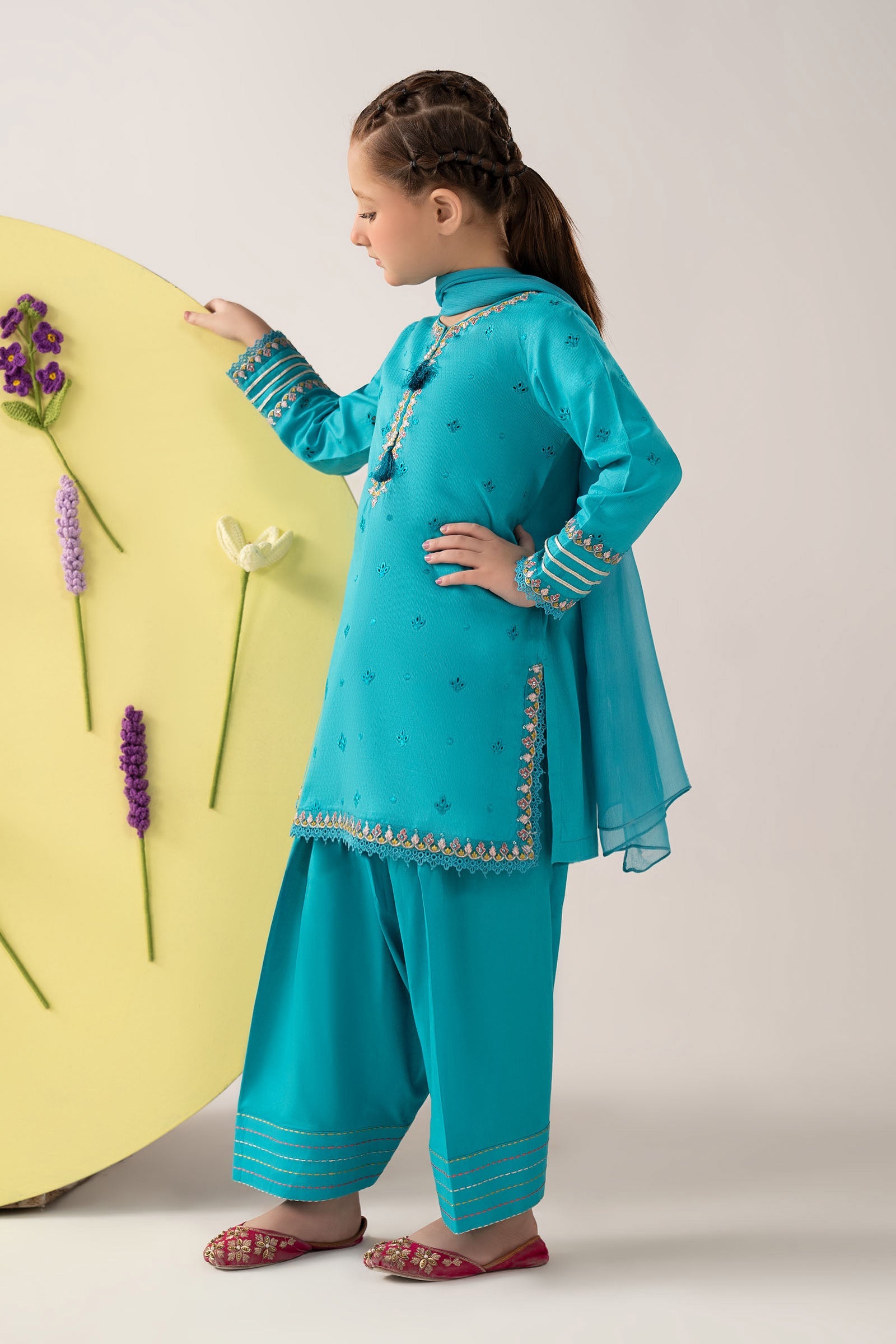 3 Piece Embroidered Dobby Lawn Suit
