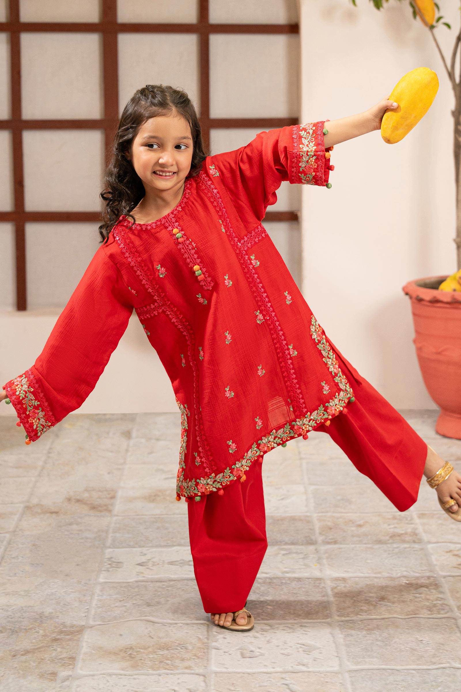 3 Piece Embroidered Dobby Suit