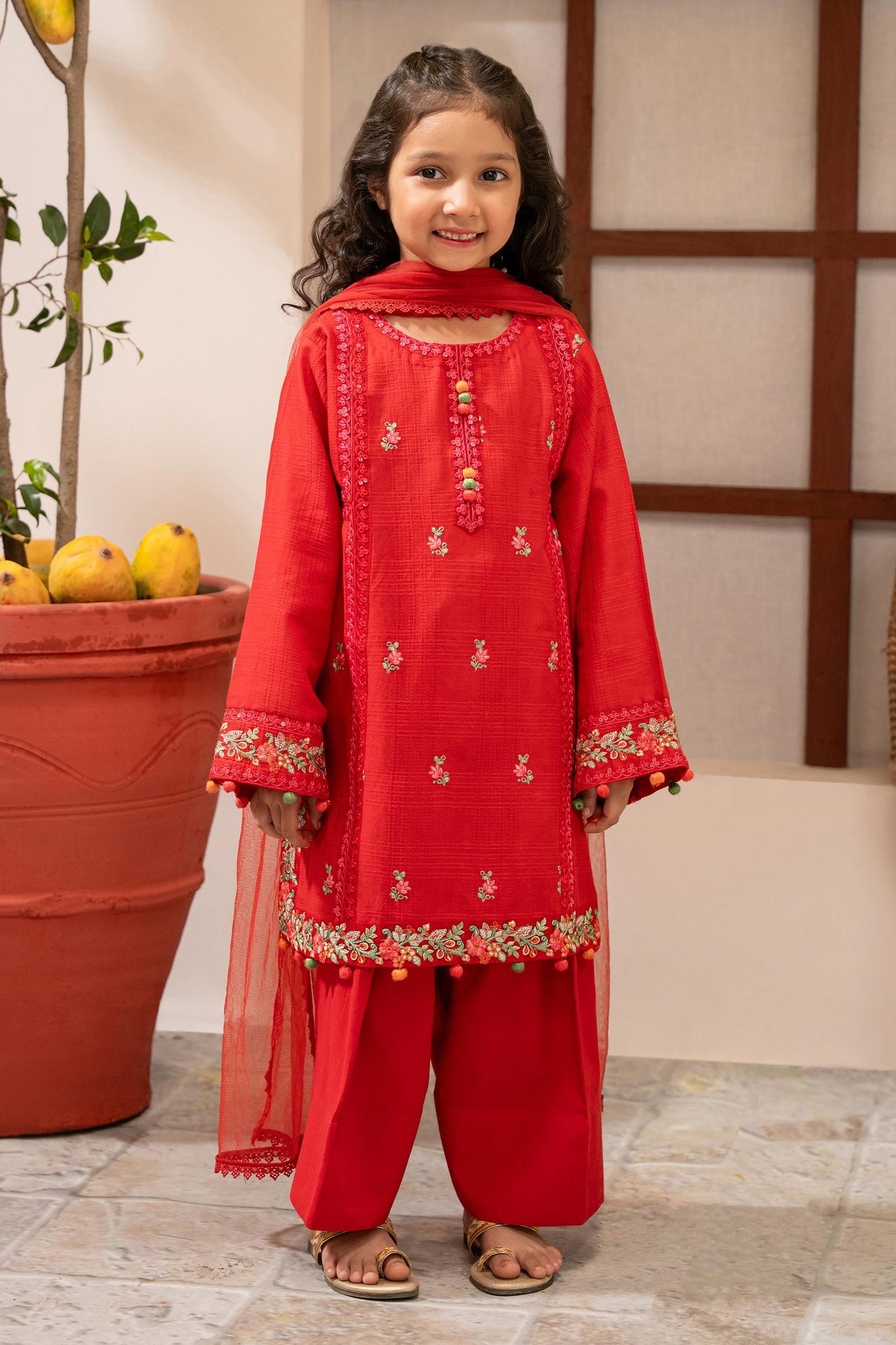 3 Piece Embroidered Dobby Suit