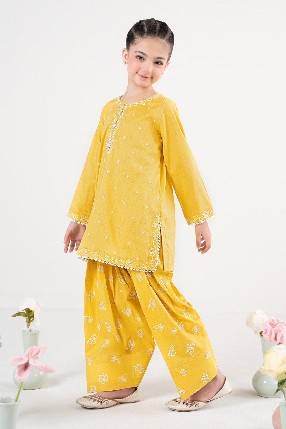 2 Piece Embroidered Dobby Lawn Suit