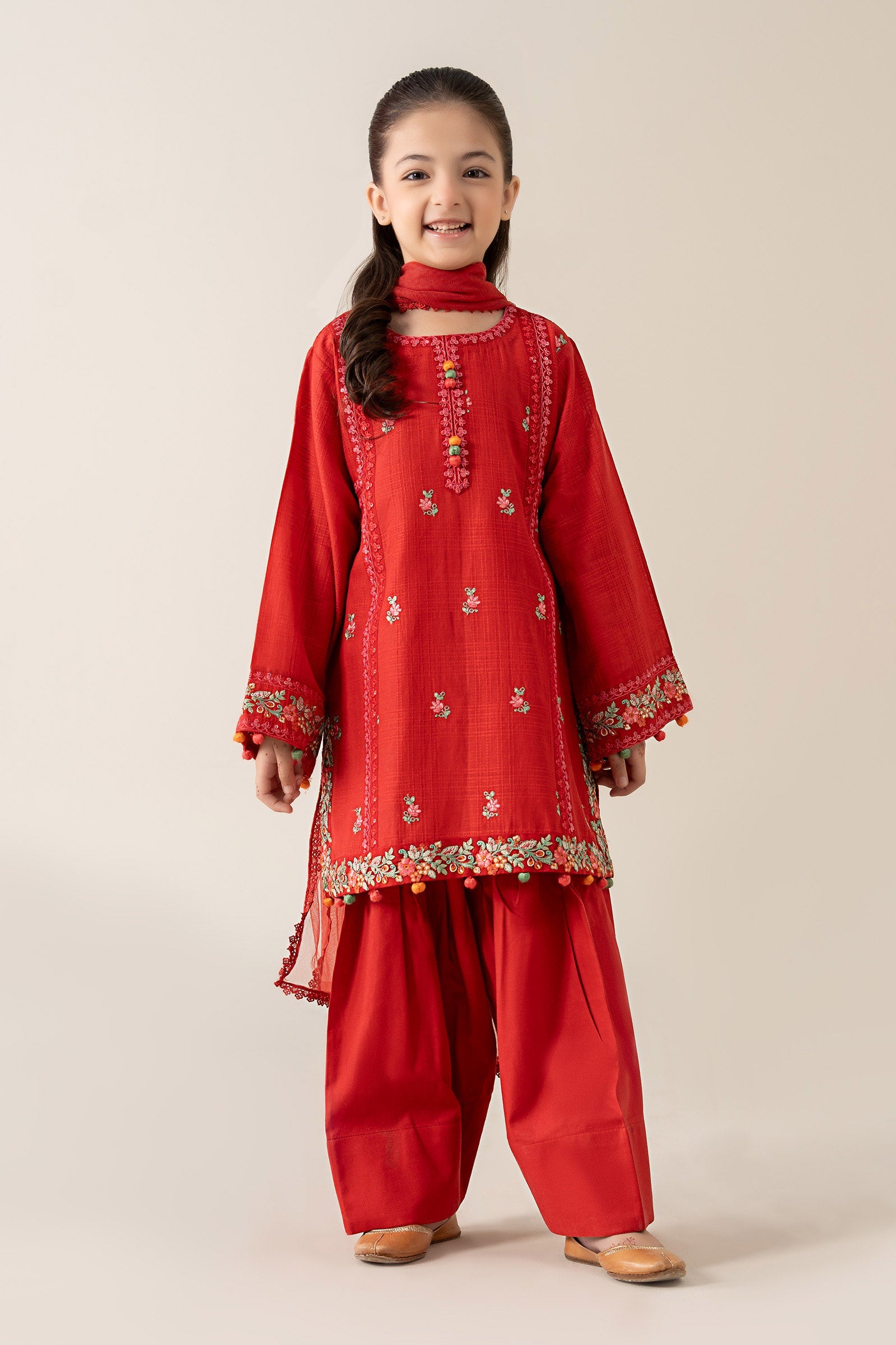 3 Piece Embroidered Dobby Suit