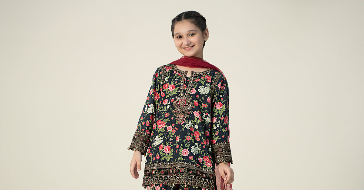 3 Piece Printed Linen Suit