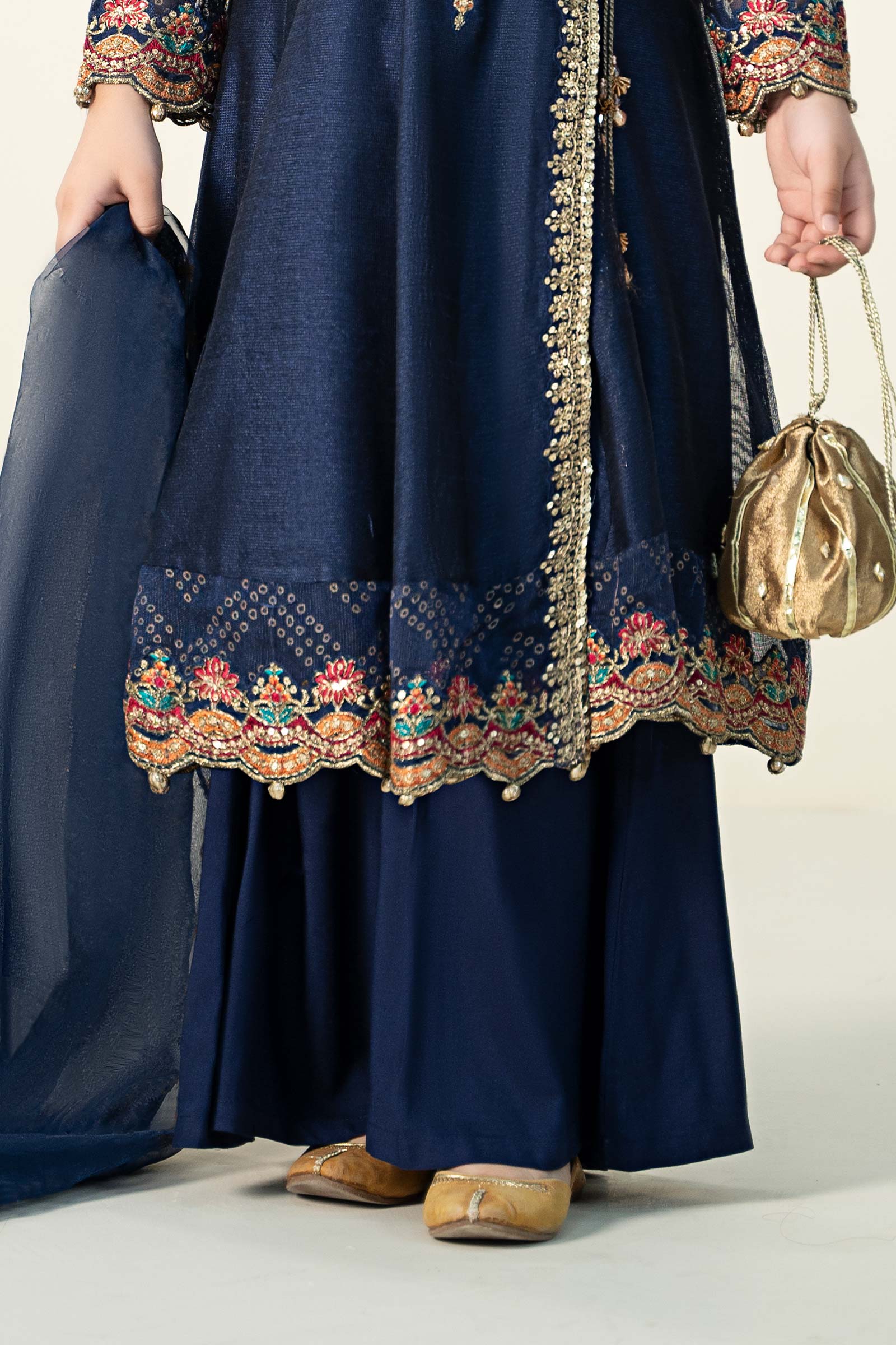 3 Piece Embroidered Paper Cotton Suit