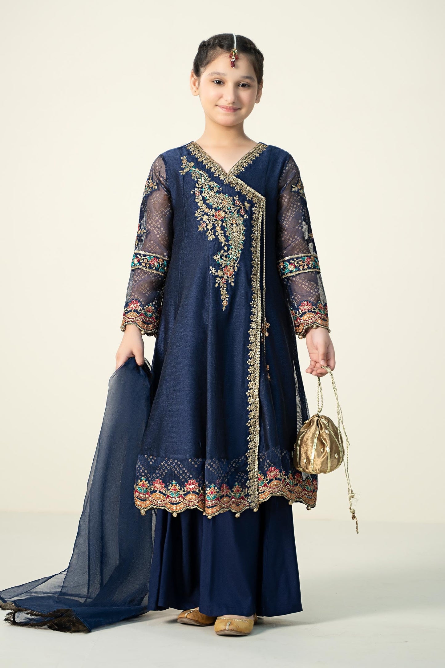 3 Piece Embroidered Paper Cotton Suit