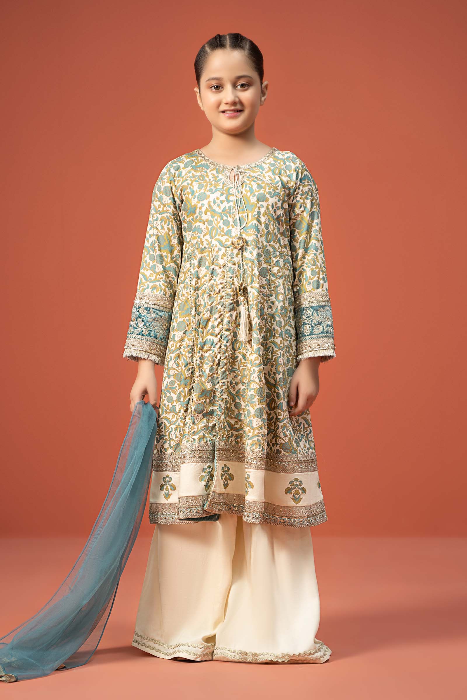 3 Piece Printed Linen Suit