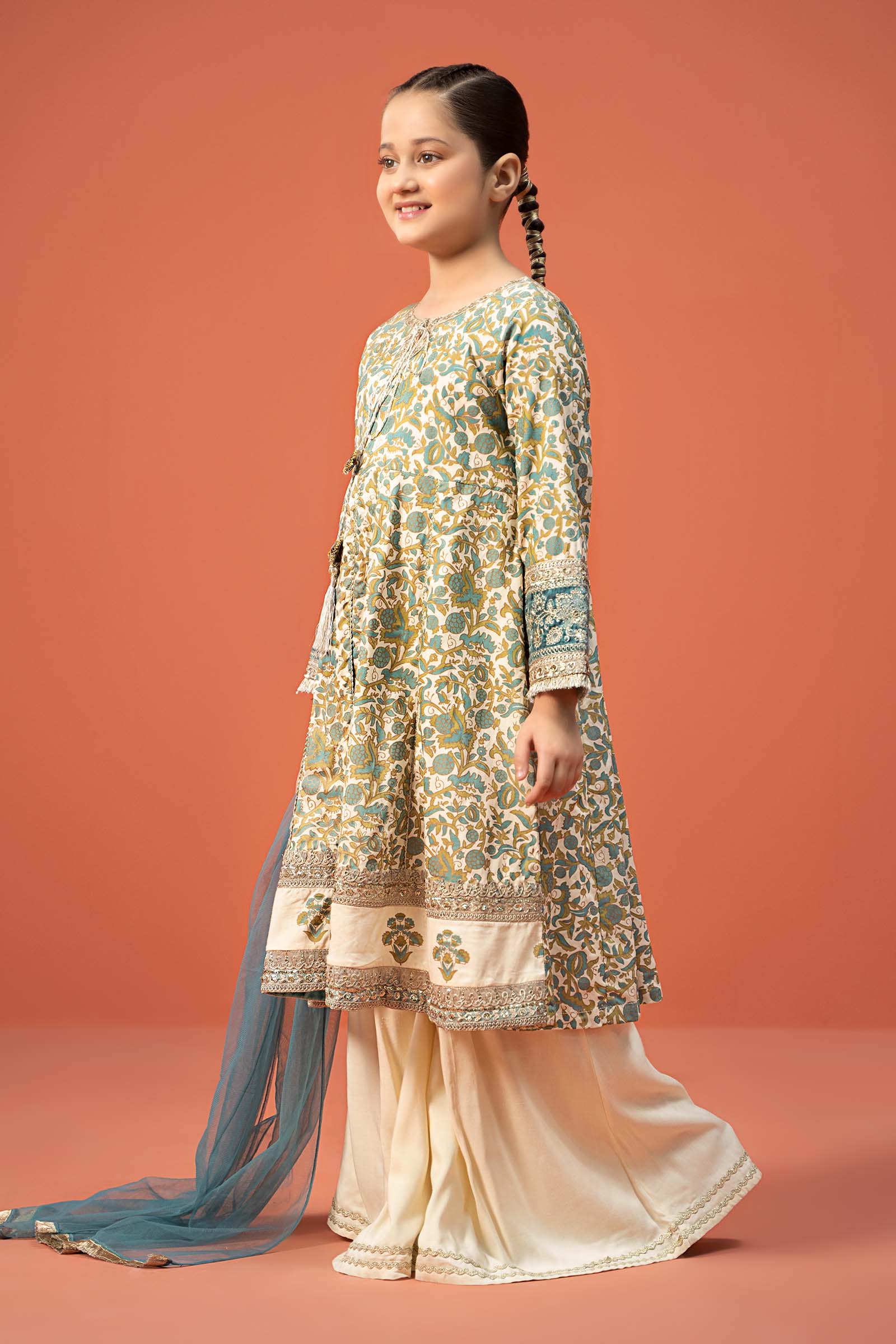 3 Piece Printed Linen Suit