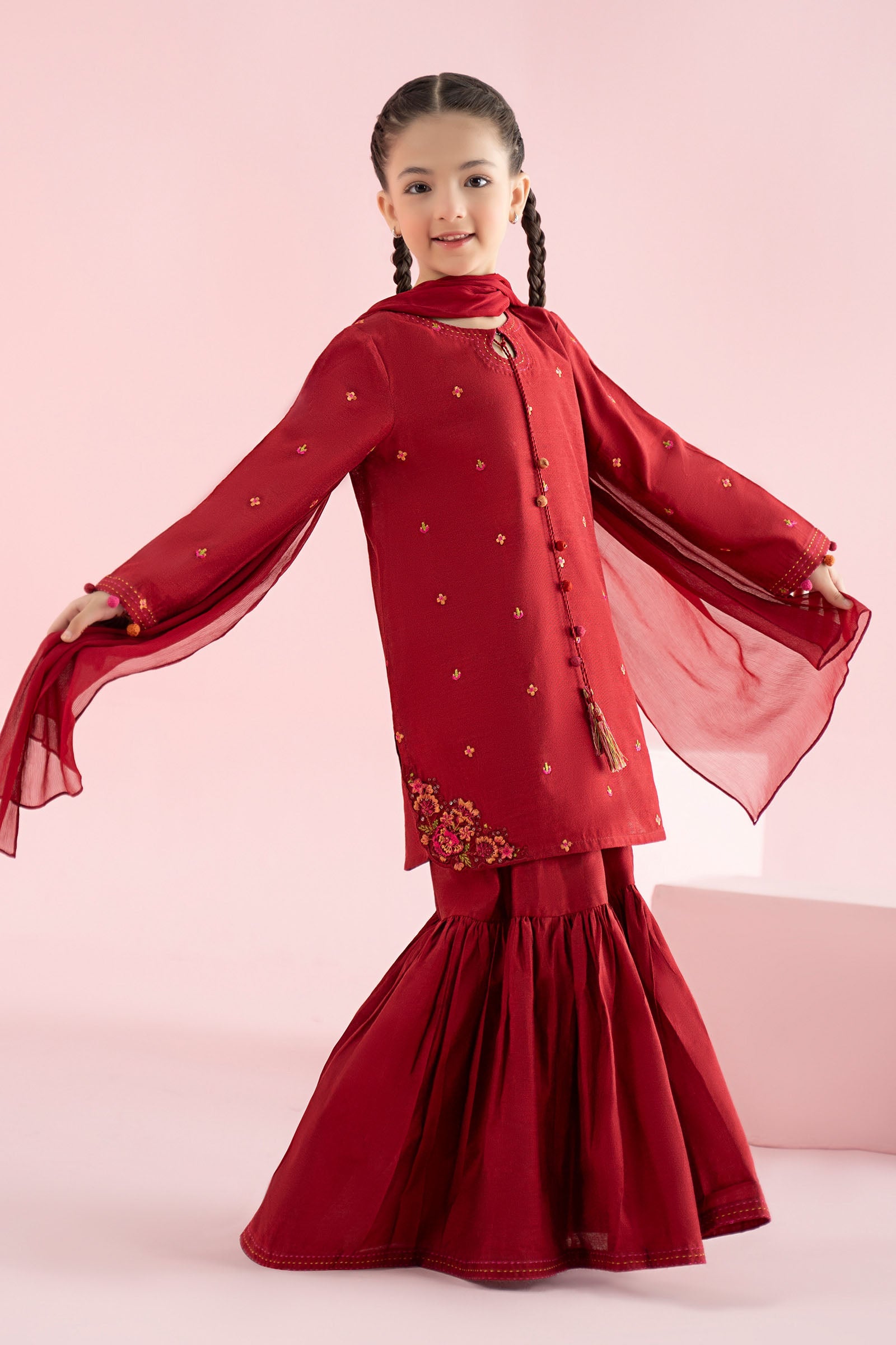 3 Piece Embroidered Cotton Silk Suit