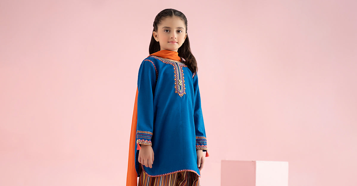 3 Piece Embroidered Slub Khaddar Suit