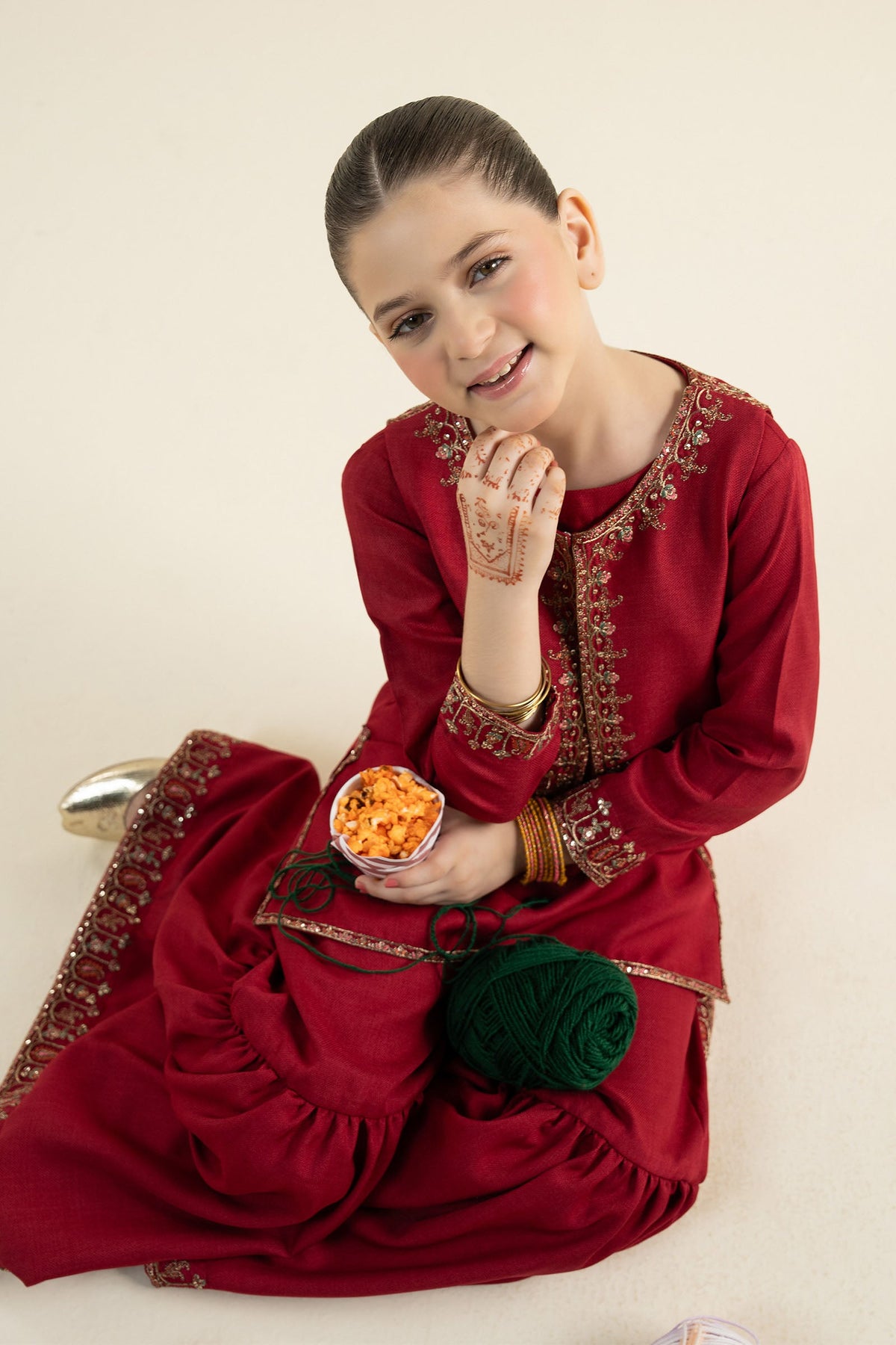 3 Piece Embroidered Silk Suit