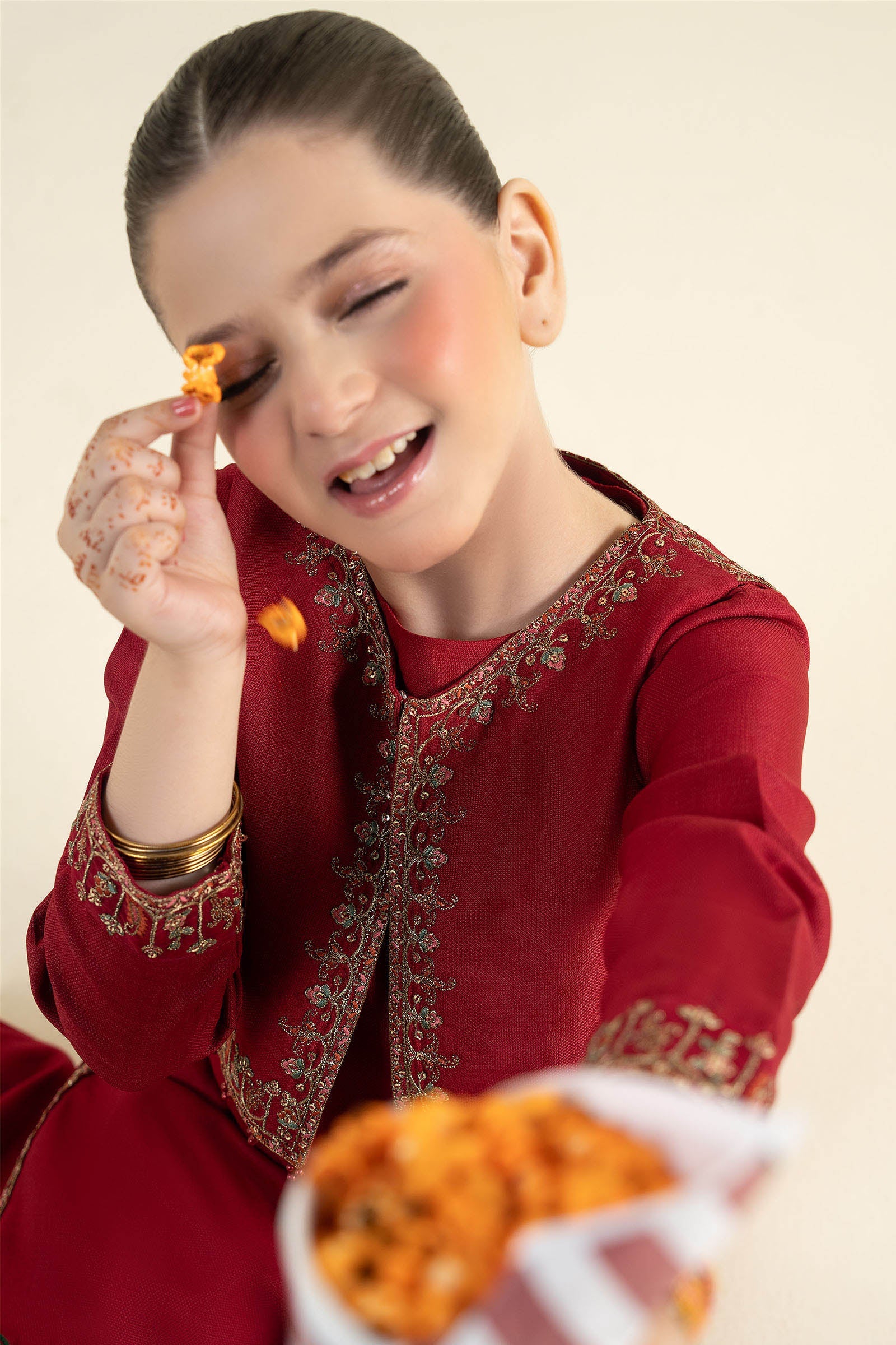 3 Piece Embroidered Silk Suit