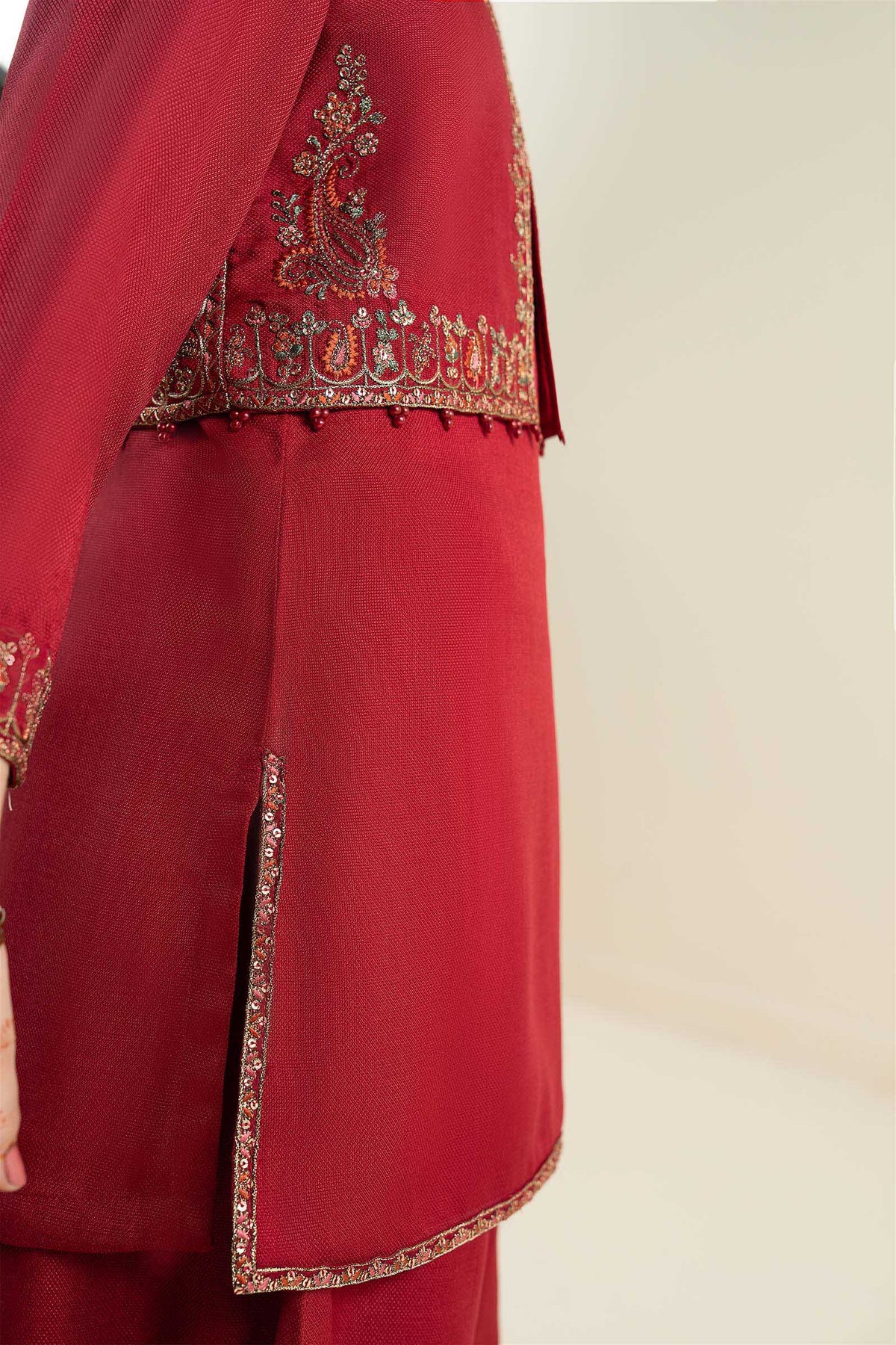 3 Piece Embroidered Silk Suit