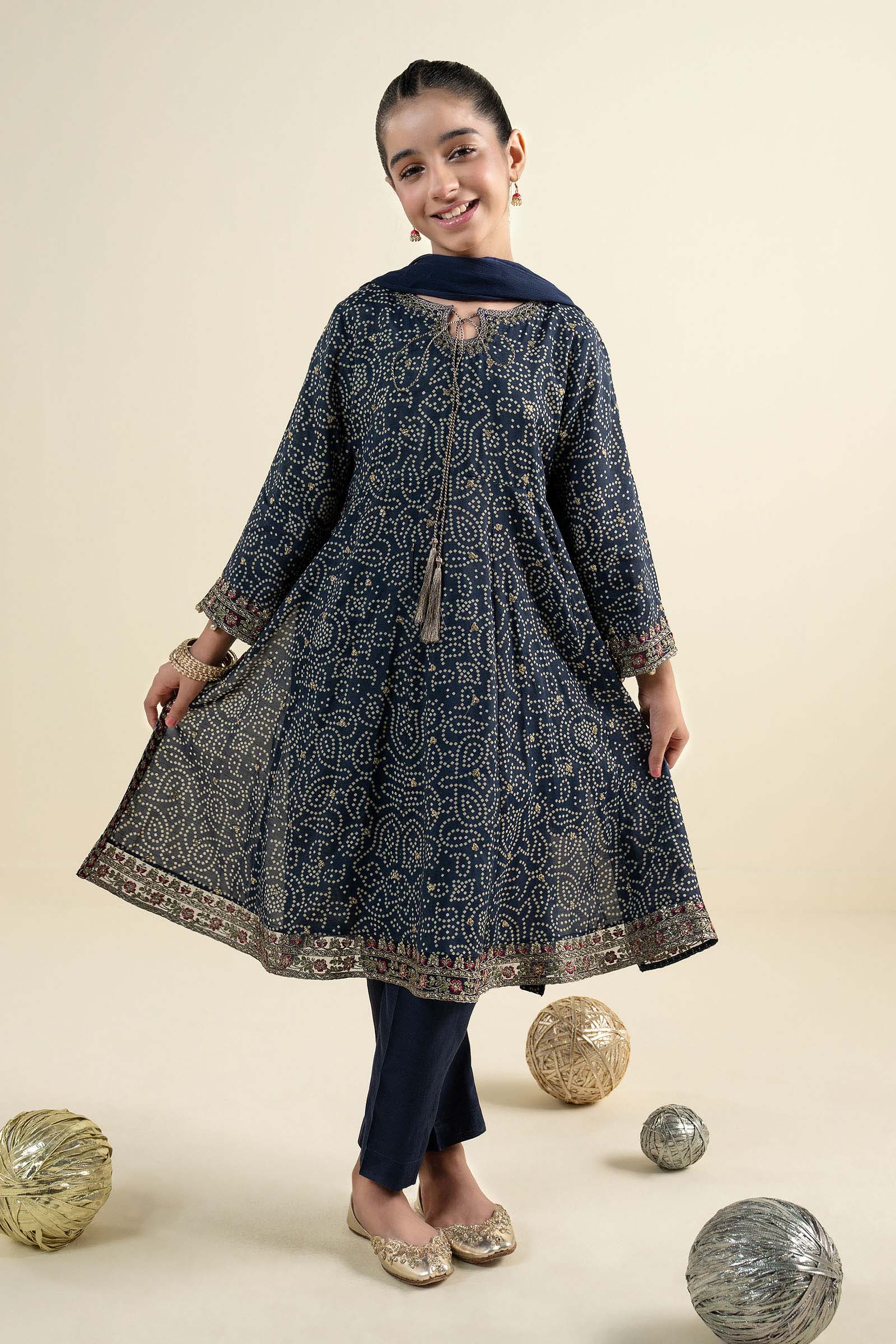 3 Piece Embroidered Raw Silk Suit